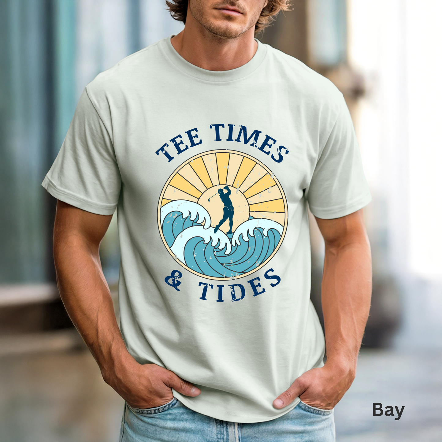 Tee Times & Tides Shirt, Coastal Golf Shirt, Beach Golf Tee, Golf Vacation Tee, Ocean Golf Graphic Tee, Golfer Gift, Coastal Apparel