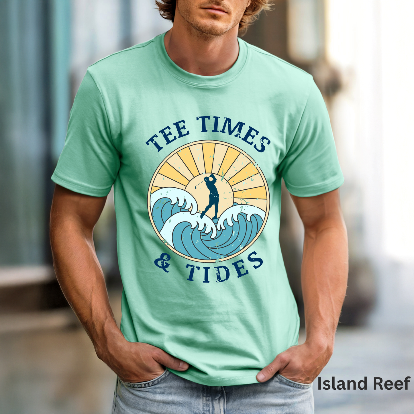 Tee Times & Tides Shirt, Coastal Golf Shirt, Beach Golf Tee, Golf Vacation Tee, Ocean Golf Graphic Tee, Golfer Gift, Coastal Apparel