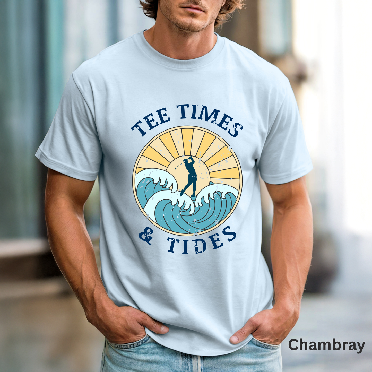 Tee Times & Tides Shirt, Coastal Golf Shirt, Beach Golf Tee, Golf Vacation Tee, Ocean Golf Graphic Tee, Golfer Gift, Coastal Apparel