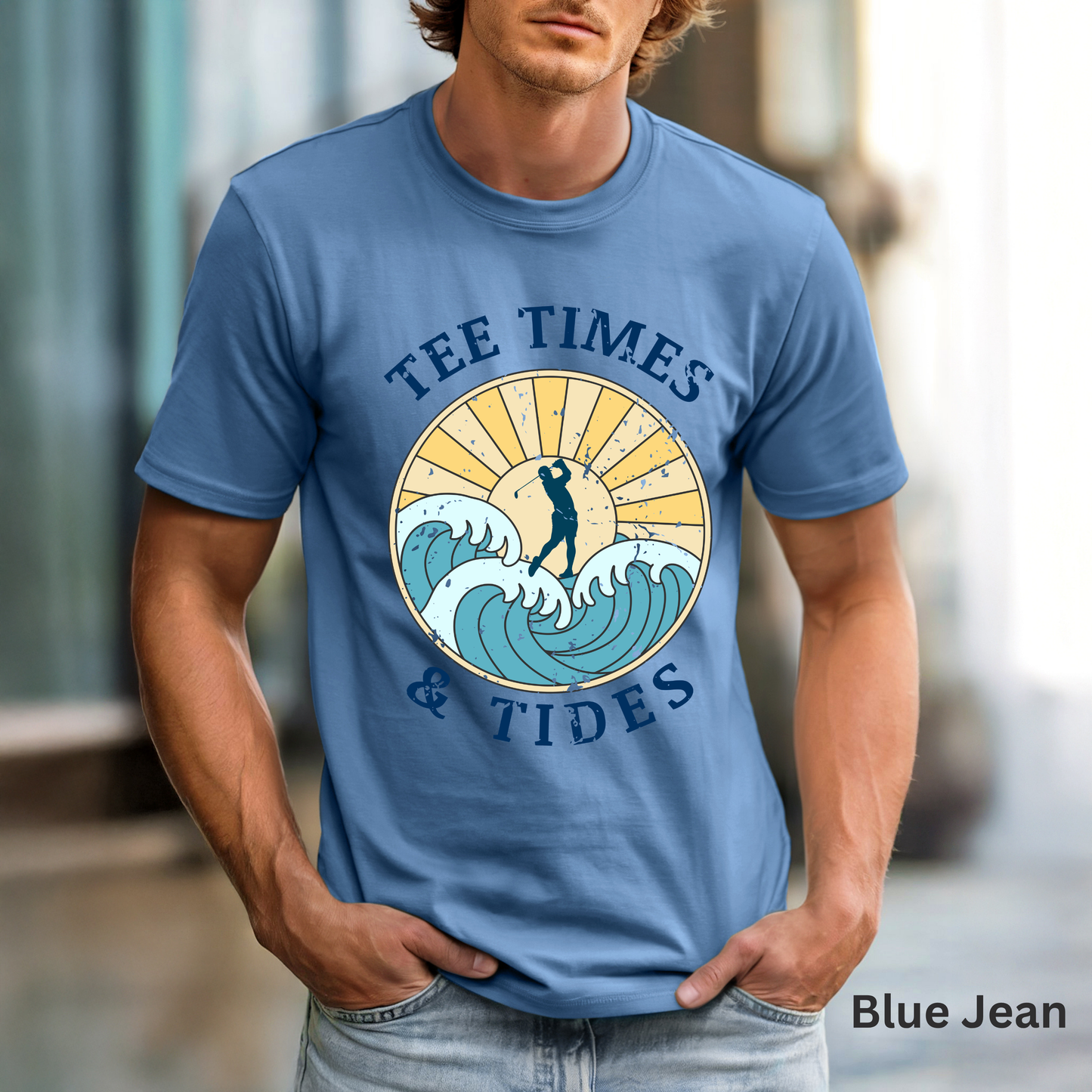Tee Times & Tides Shirt, Coastal Golf Shirt, Beach Golf Tee, Golf Vacation Tee, Ocean Golf Graphic Tee, Golfer Gift, Coastal Apparel