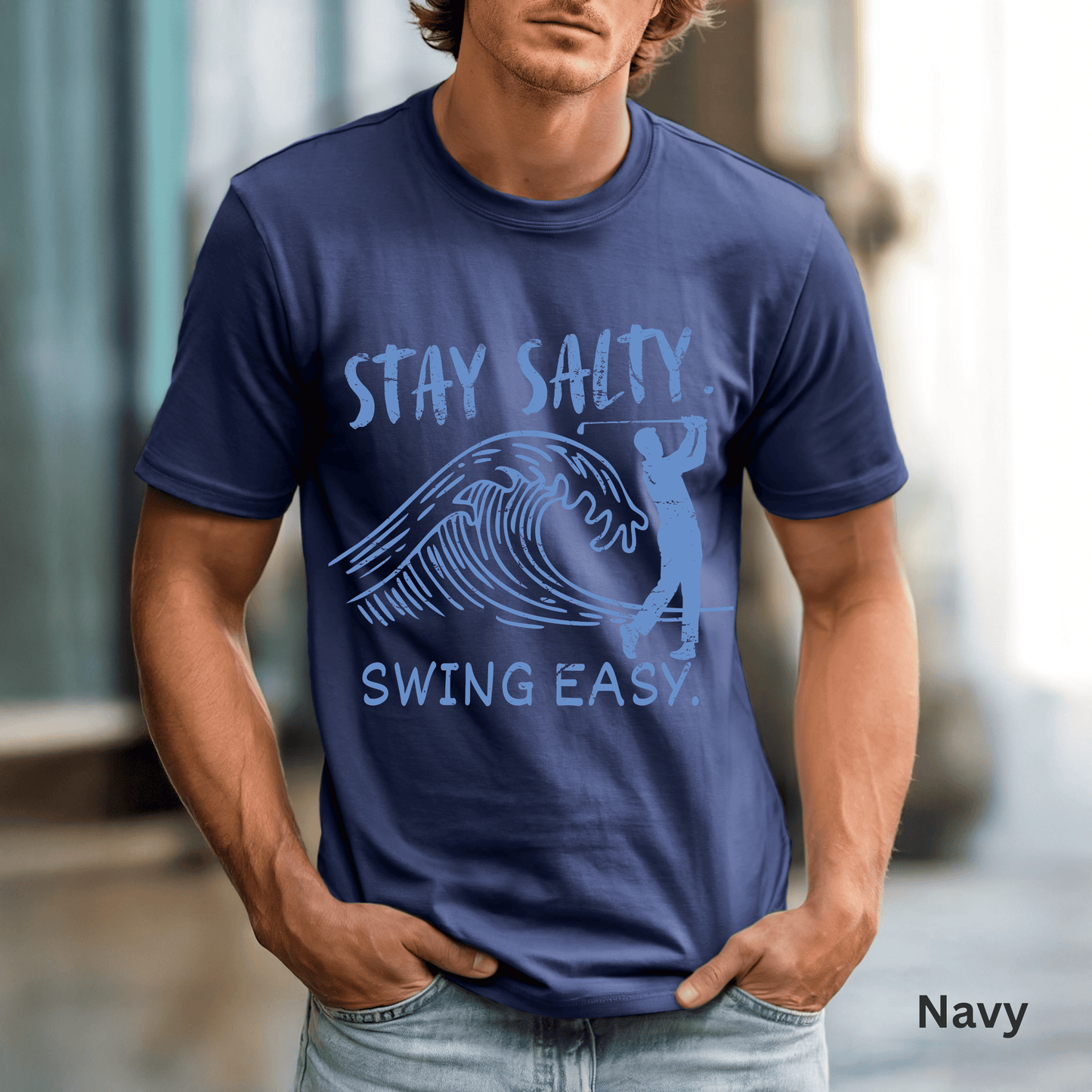 Stay Salty Swing Easy Shirt, Coastal Golf Shirt, Beach Golf Tee, Funny Golfer T, Golf Vacation Shirt, Coastal Lifestyle Tee, Golf Lover Gift