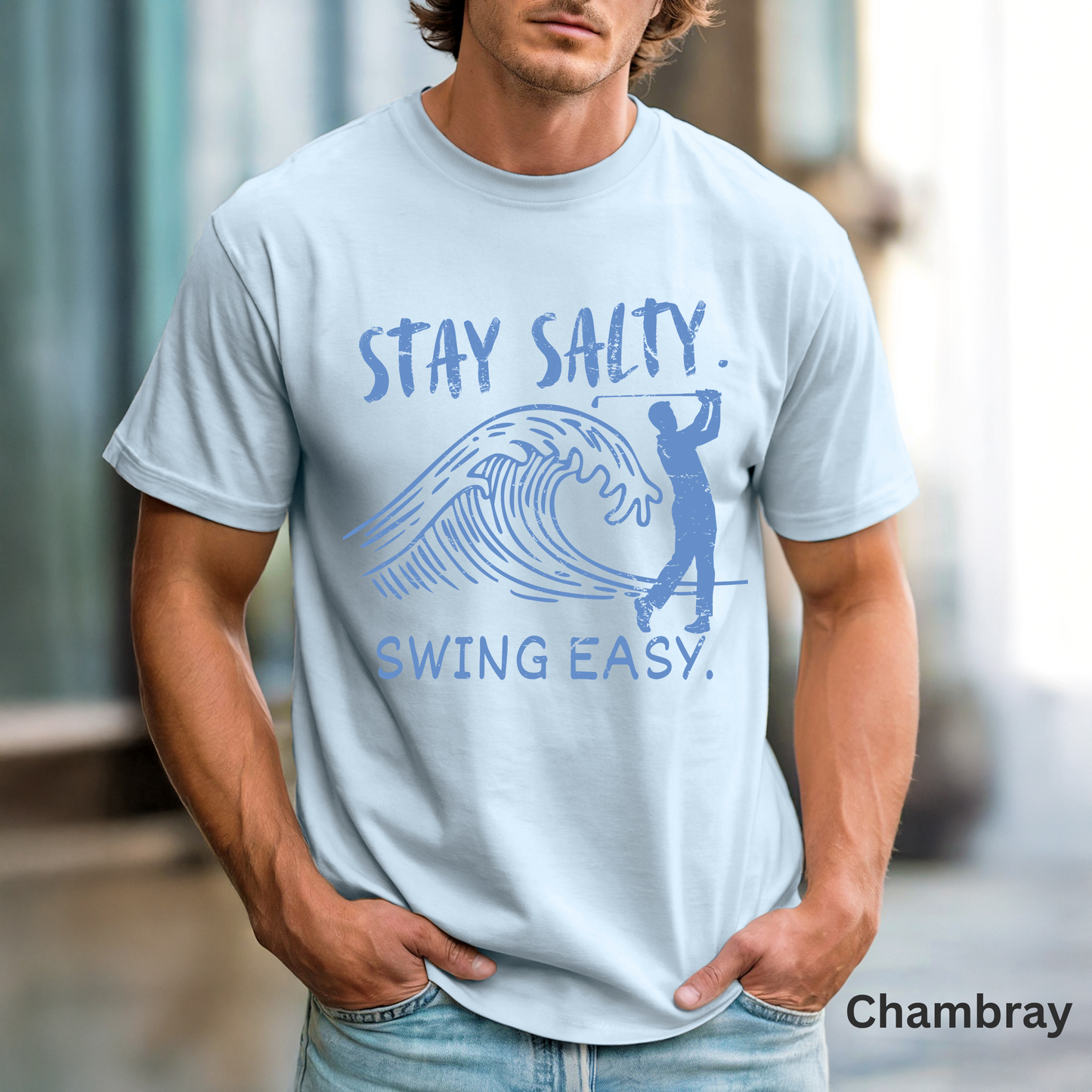 Stay Salty Swing Easy Shirt, Coastal Golf Shirt, Beach Golf Tee, Funny Golfer T, Golf Vacation Shirt, Coastal Lifestyle Tee, Golf Lover Gift