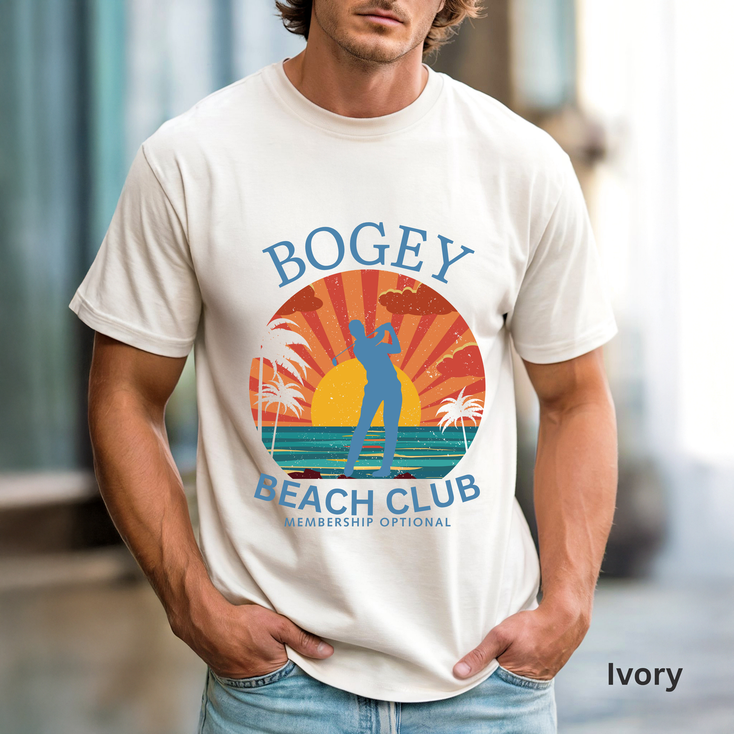 Bogey Beach Club Shirt, Funny Golf Shirt, Coastal Golf Tee, Golf Vacation T-Shirt, Beach Golfer Gift, Golf Lifestyle Apparel