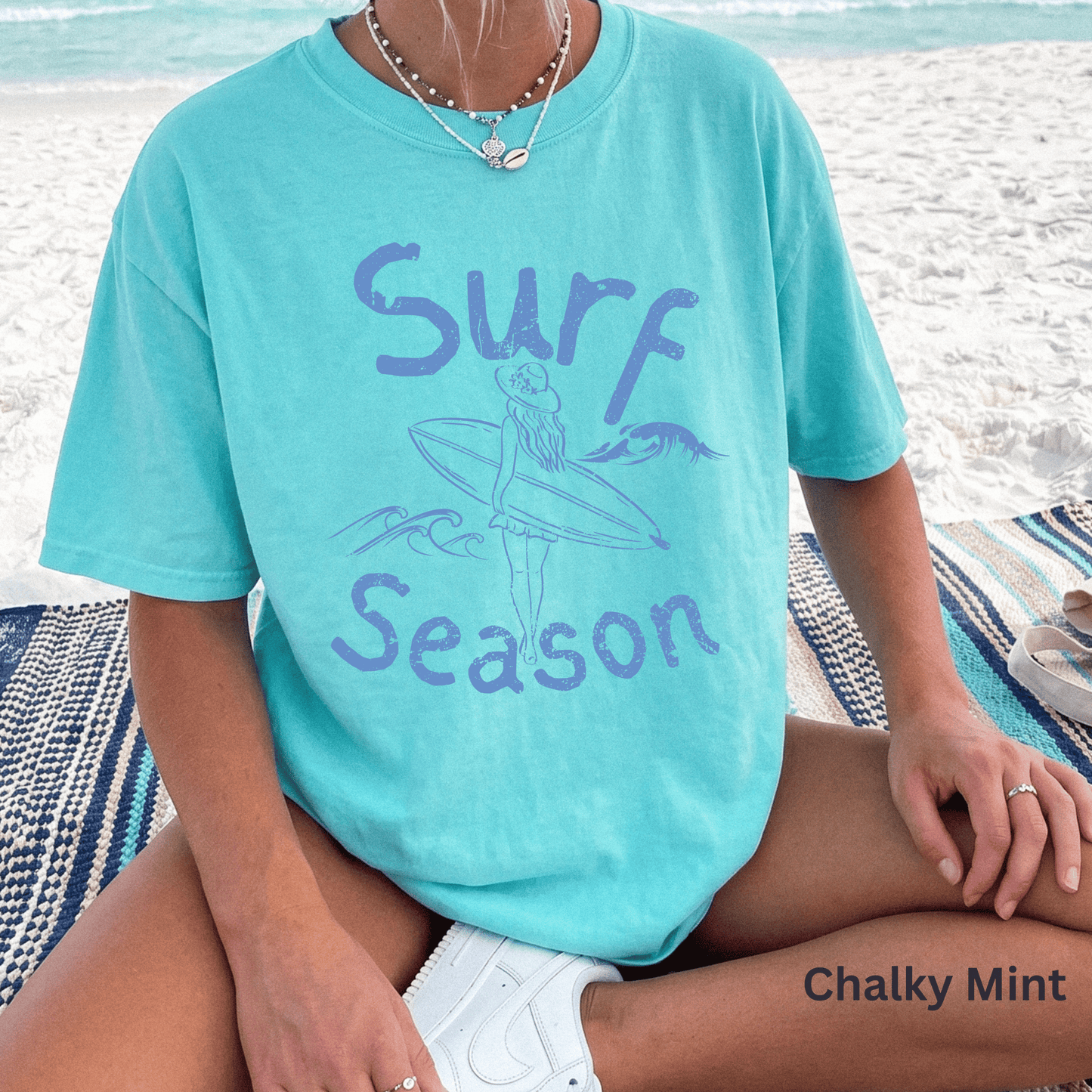 Surf Season Shirt, Beach Graphic Tee, Coastal Summer Shirt, Surfer Girl T-Shirt, Ocean Lover Gift, Beach Vacation Tee