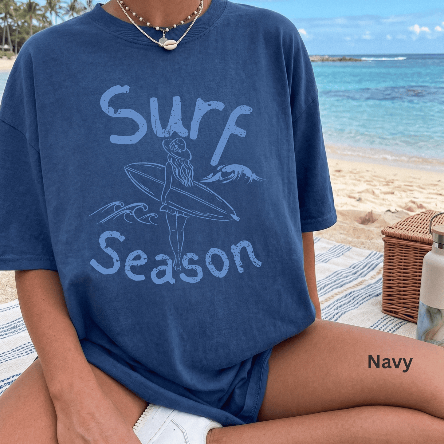 Surf Season Shirt, Beach Graphic Tee, Coastal Summer Shirt, Surfer Girl T-Shirt, Ocean Lover Gift, Beach Vacation Tee