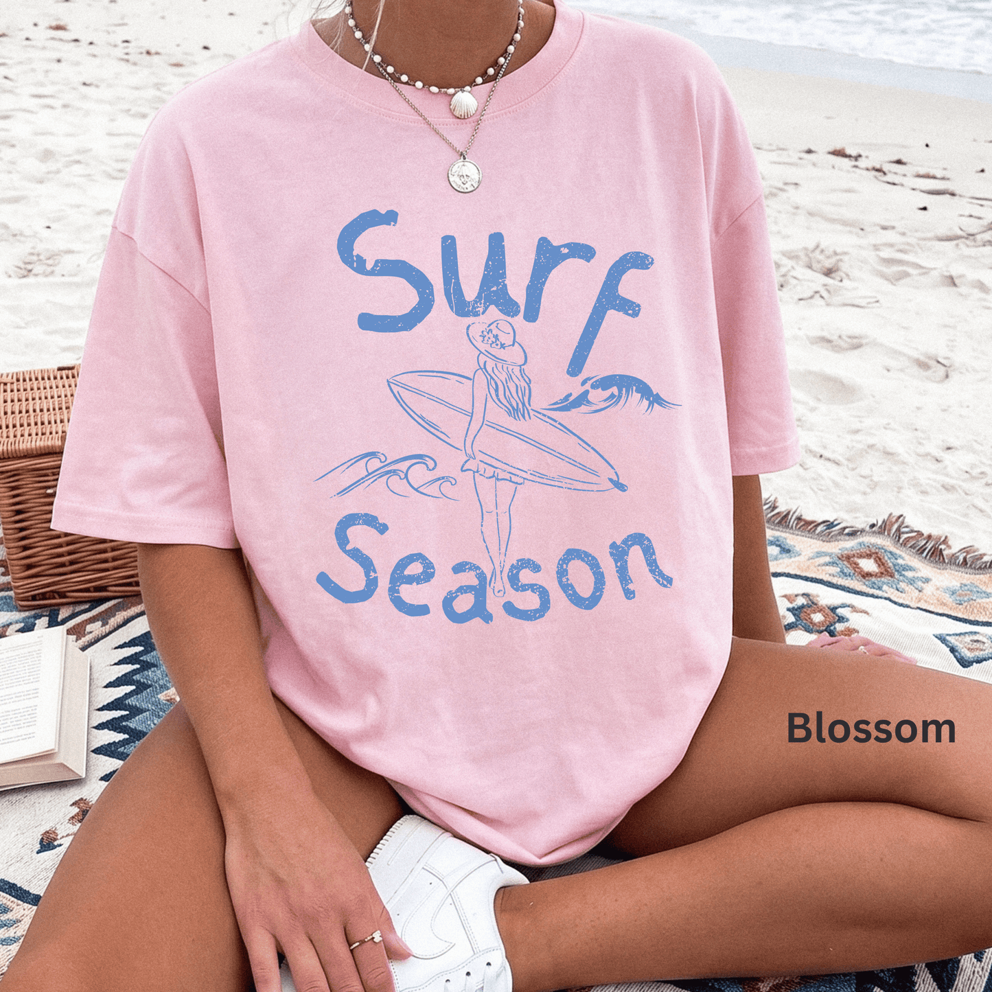 Surf Season Shirt, Beach Graphic Tee, Coastal Summer Shirt, Surfer Girl T-Shirt, Ocean Lover Gift, Beach Vacation Tee
