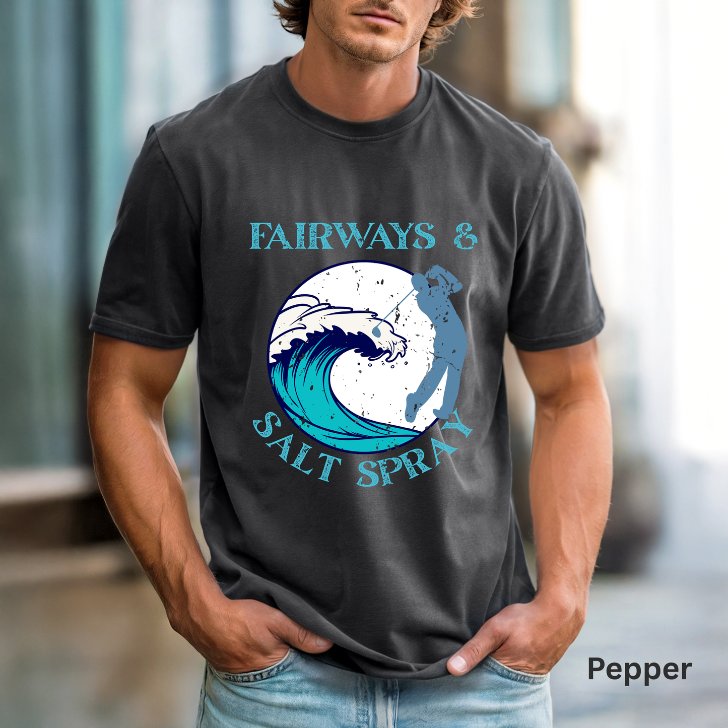Fairways & Salt Spray Shirt, Coastal Golf Tee, Beach Golf Shirt, Golf Vacation T-Shirt, Ocean Golf Graphic Tee, Golfer Gift