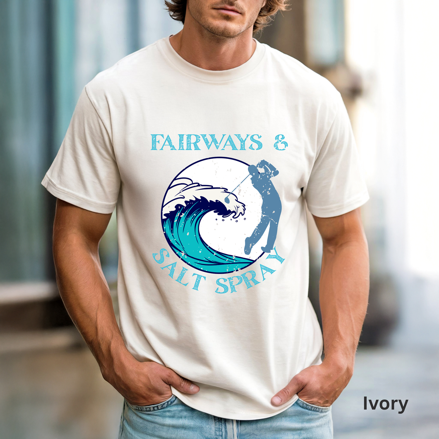 Fairways & Salt Spray Shirt, Coastal Golf Tee, Beach Golf Shirt, Golf Vacation T-Shirt, Ocean Golf Graphic Tee, Golfer Gift