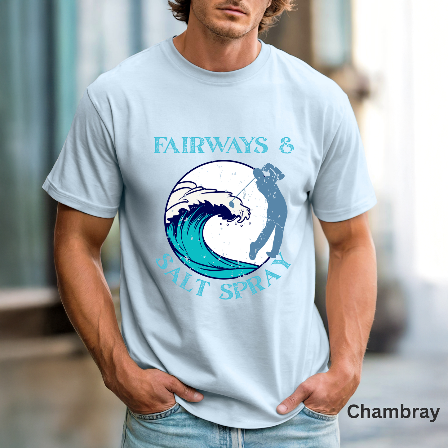 Fairways & Salt Spray Shirt, Coastal Golf Tee, Beach Golf Shirt, Golf Vacation T-Shirt, Ocean Golf Graphic Tee, Golfer Gift