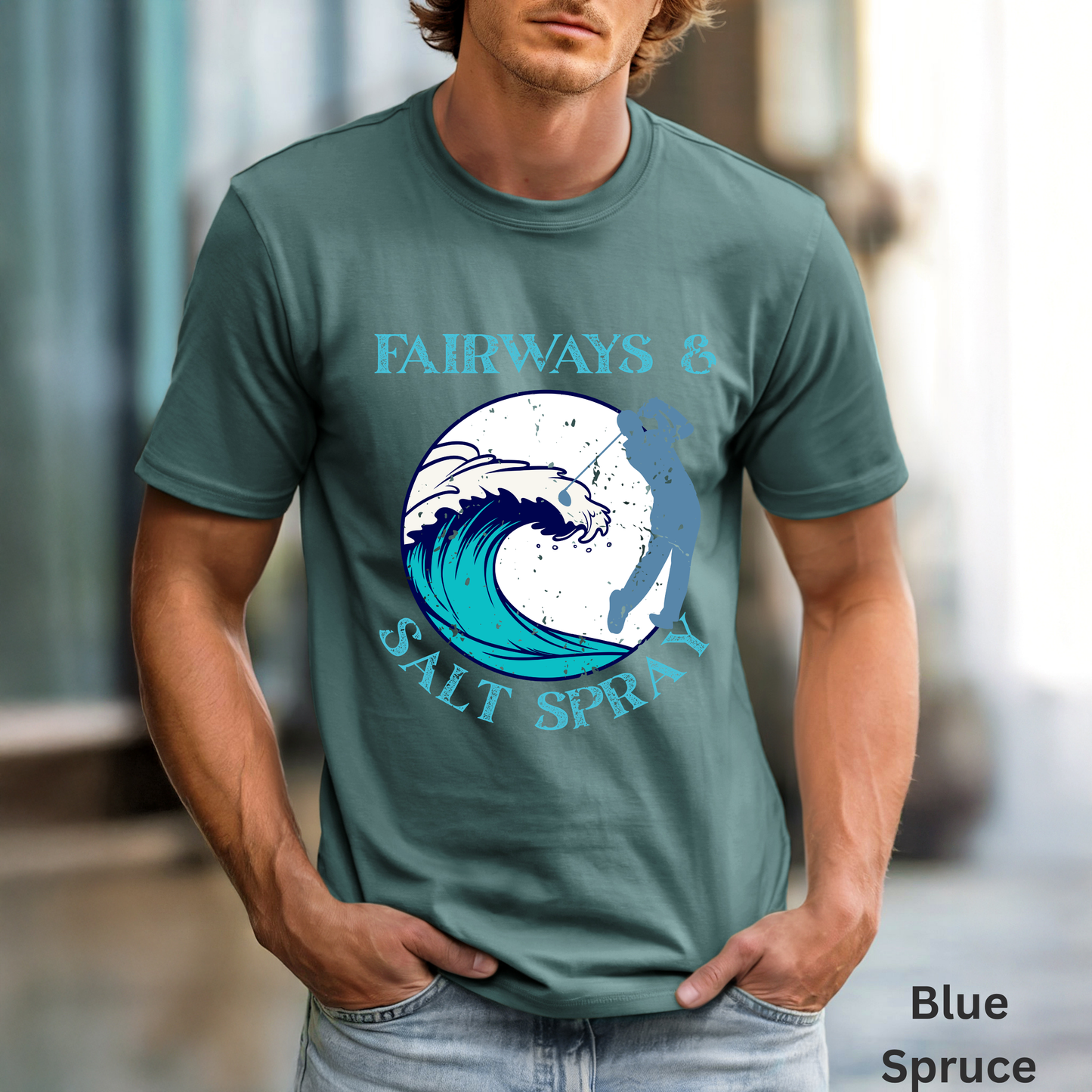 Fairways & Salt Spray Shirt, Coastal Golf Tee, Beach Golf Shirt, Golf Vacation T-Shirt, Ocean Golf Graphic Tee, Golfer Gift