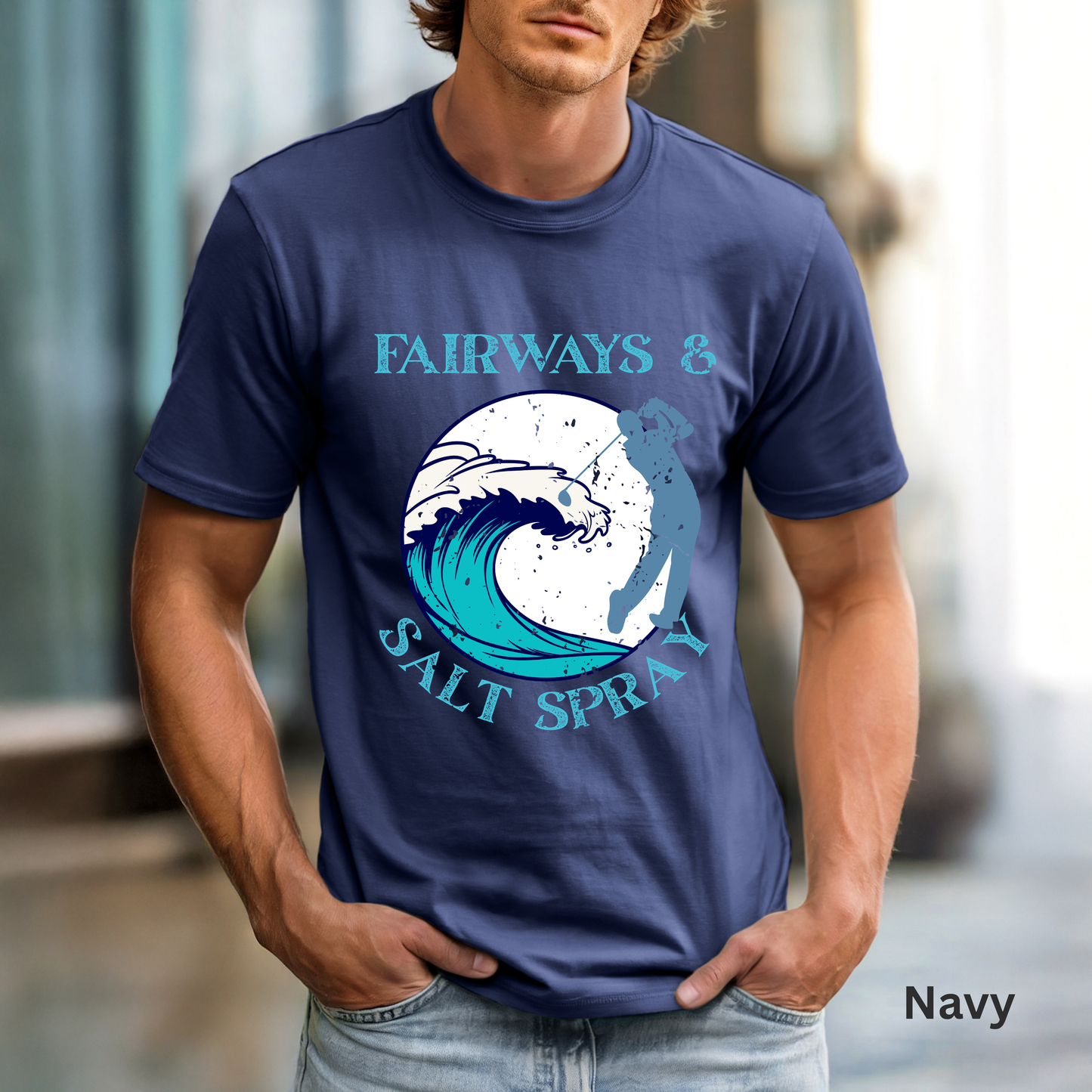 Fairways & Salt Spray Shirt, Coastal Golf Tee, Beach Golf Shirt, Golf Vacation T-Shirt, Ocean Golf Graphic Tee, Golfer Gift