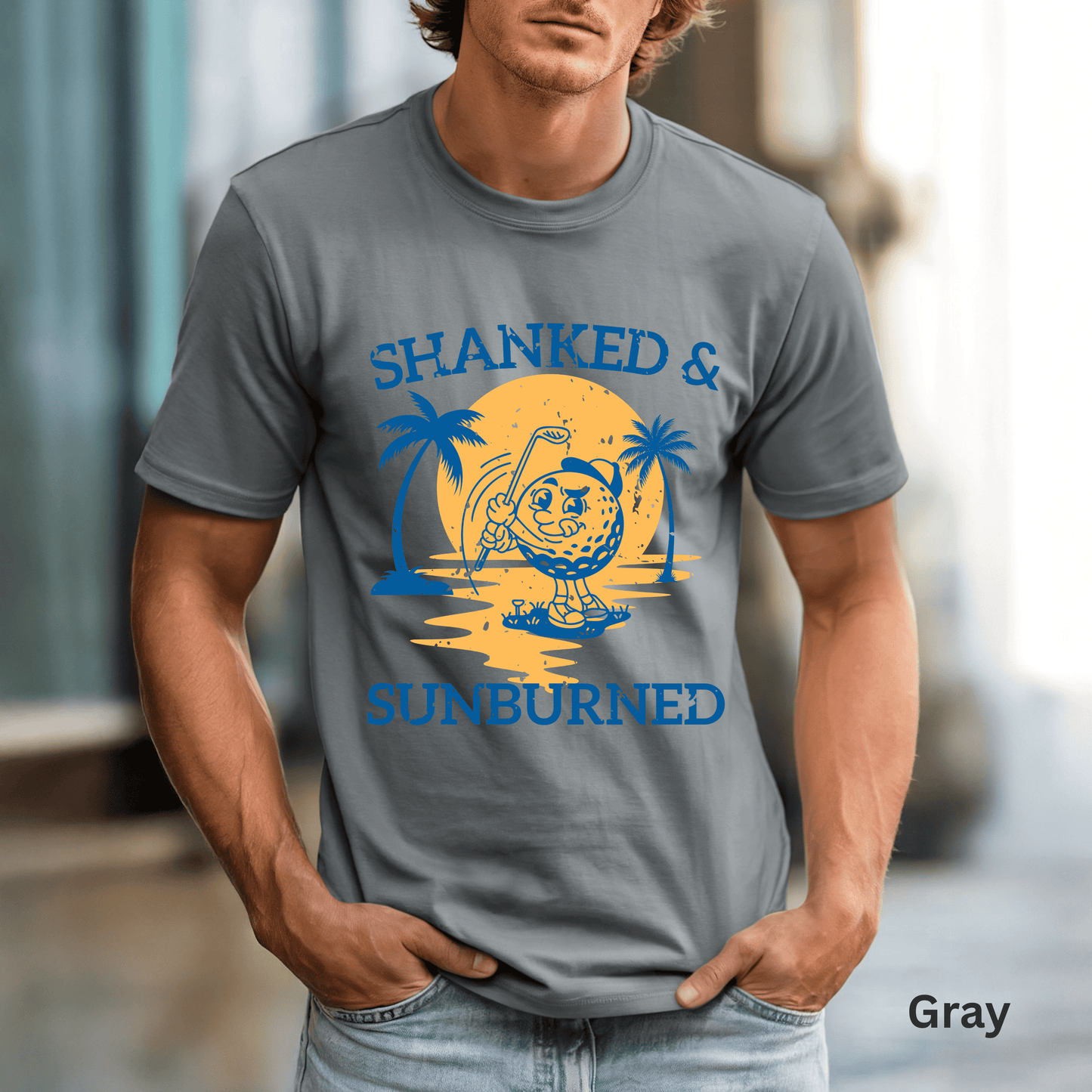 Shanked & Sunburned Shirt, Funny Golf Shirt, Golf Vacation Tee, Beach Golf T-Shirt, Golfer Gift, Coastal Golf Apparel