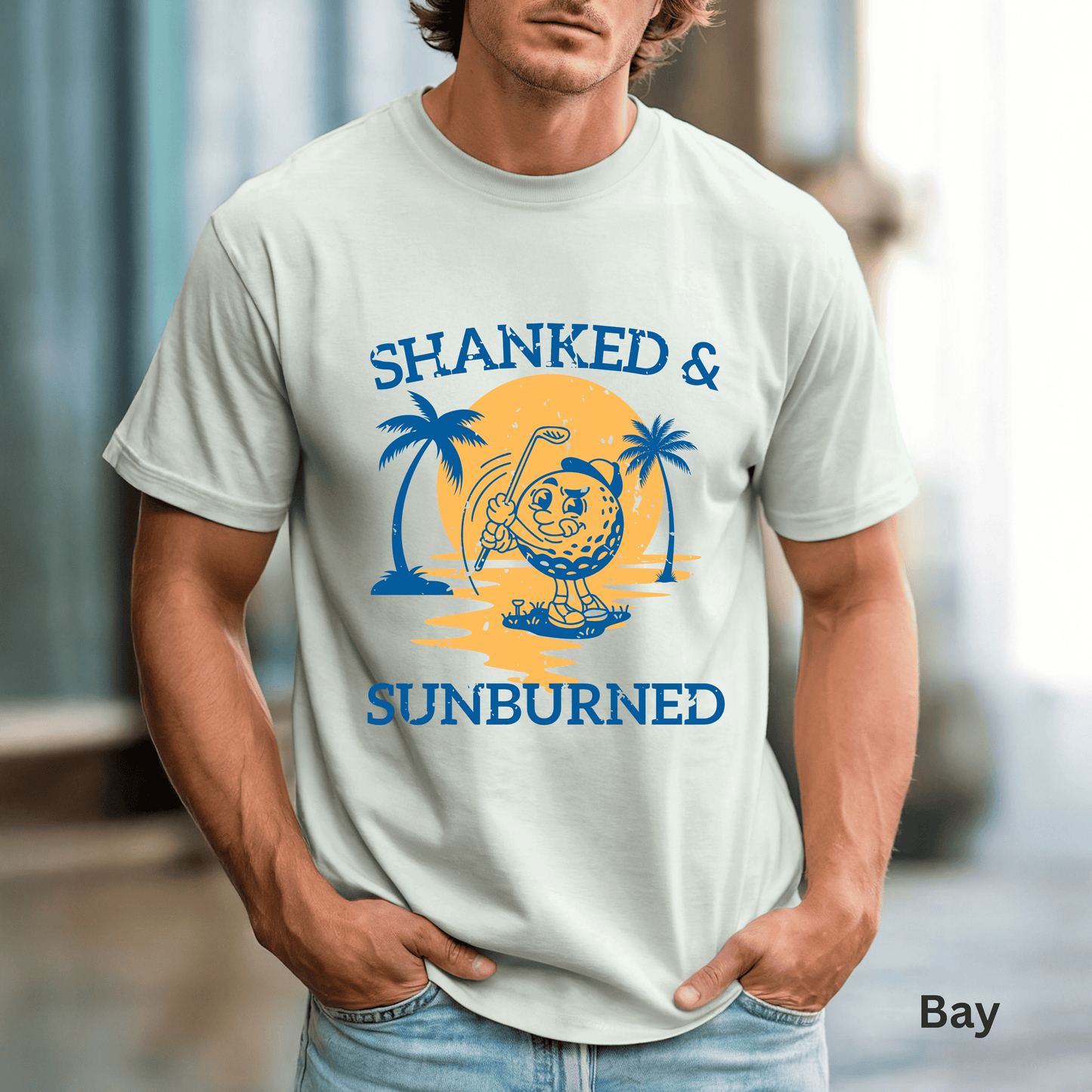 Shanked & Sunburned Shirt, Funny Golf Shirt, Golf Vacation Tee, Beach Golf T-Shirt, Golfer Gift, Coastal Golf Apparel