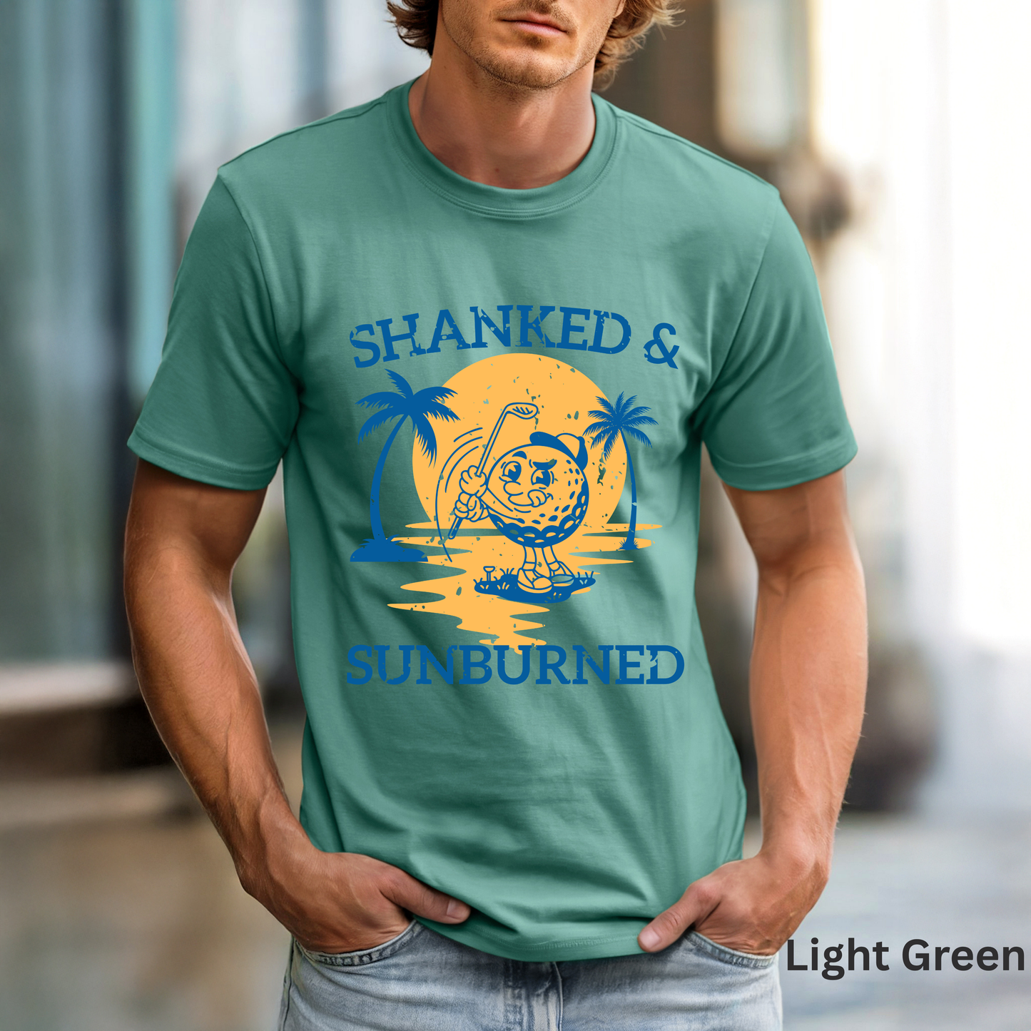 Shanked & Sunburned Shirt, Funny Golf Shirt, Golf Vacation Tee, Beach Golf T-Shirt, Golfer Gift, Coastal Golf Apparel