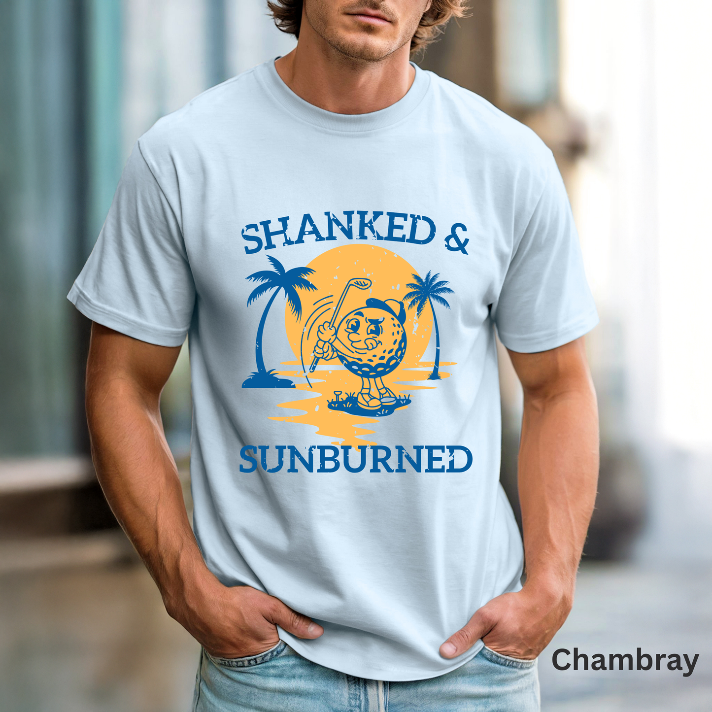 Shanked & Sunburned Shirt, Funny Golf Shirt, Golf Vacation Tee, Beach Golf T-Shirt, Golfer Gift, Coastal Golf Apparel