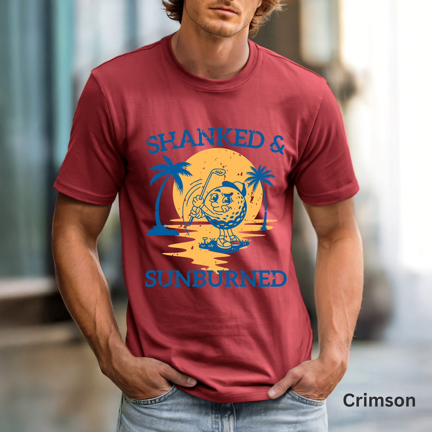 Shanked & Sunburned Shirt, Funny Golf Shirt, Golf Vacation Tee, Beach Golf T-Shirt, Golfer Gift, Coastal Golf Apparel