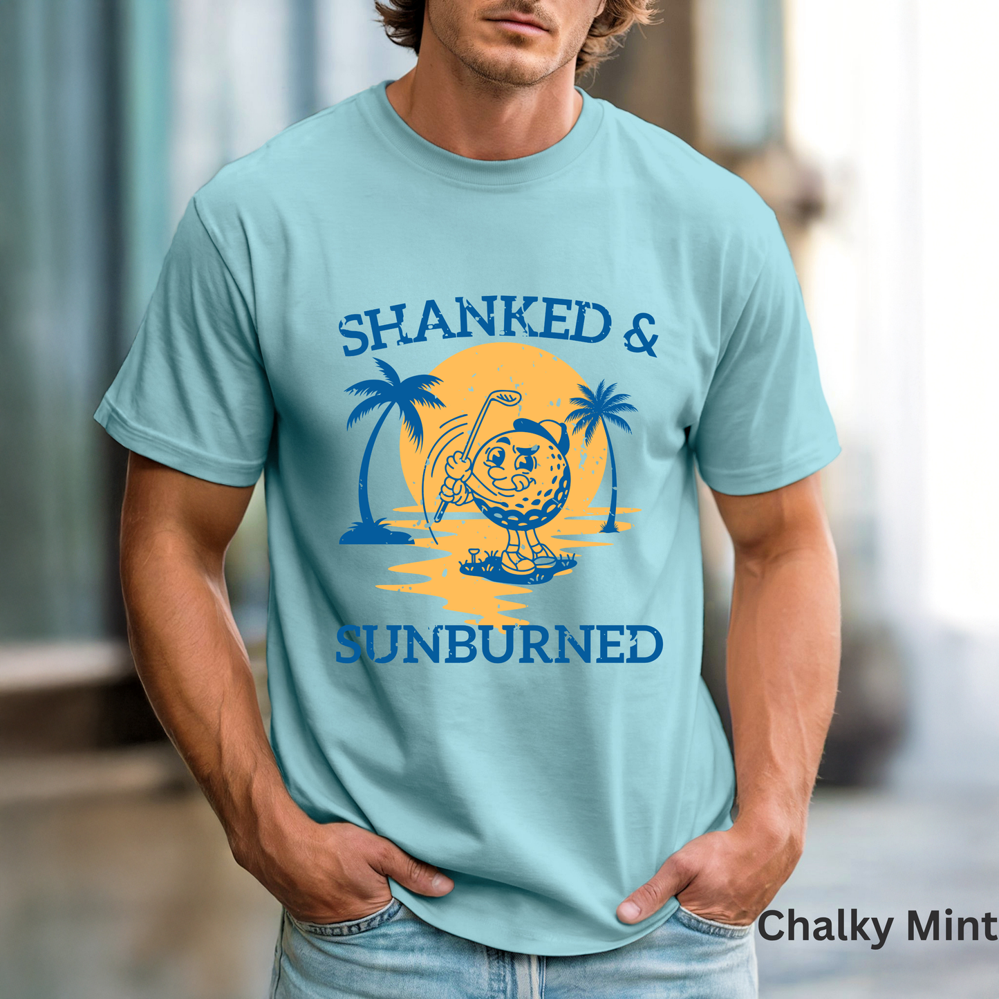Shanked & Sunburned Shirt, Funny Golf Shirt, Golf Vacation Tee, Beach Golf T-Shirt, Golfer Gift, Coastal Golf Apparel
