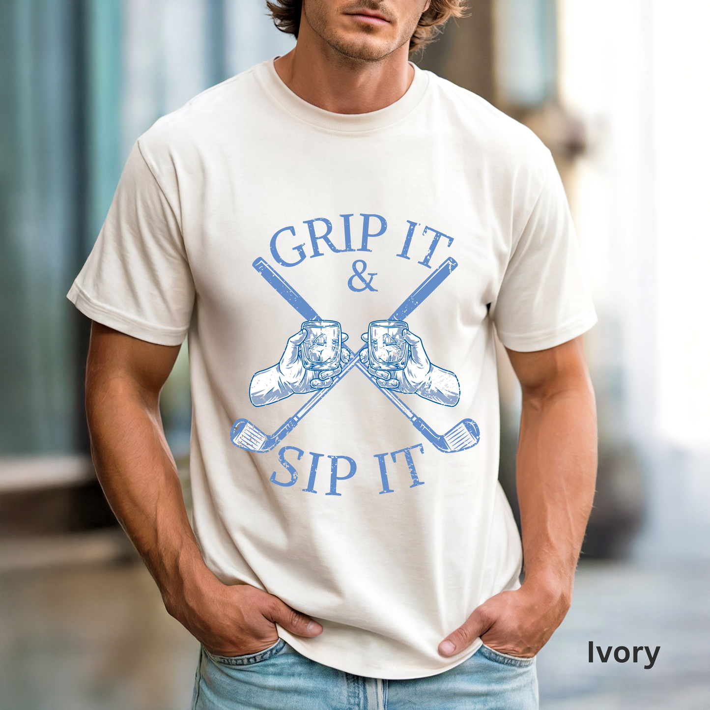 Grip It & Sip It Shirt, Funny Golf Shirt, Golf Drinking Tee, Golf Vacation T-Shirt, Golfer Gift, Golf Trip Apparel