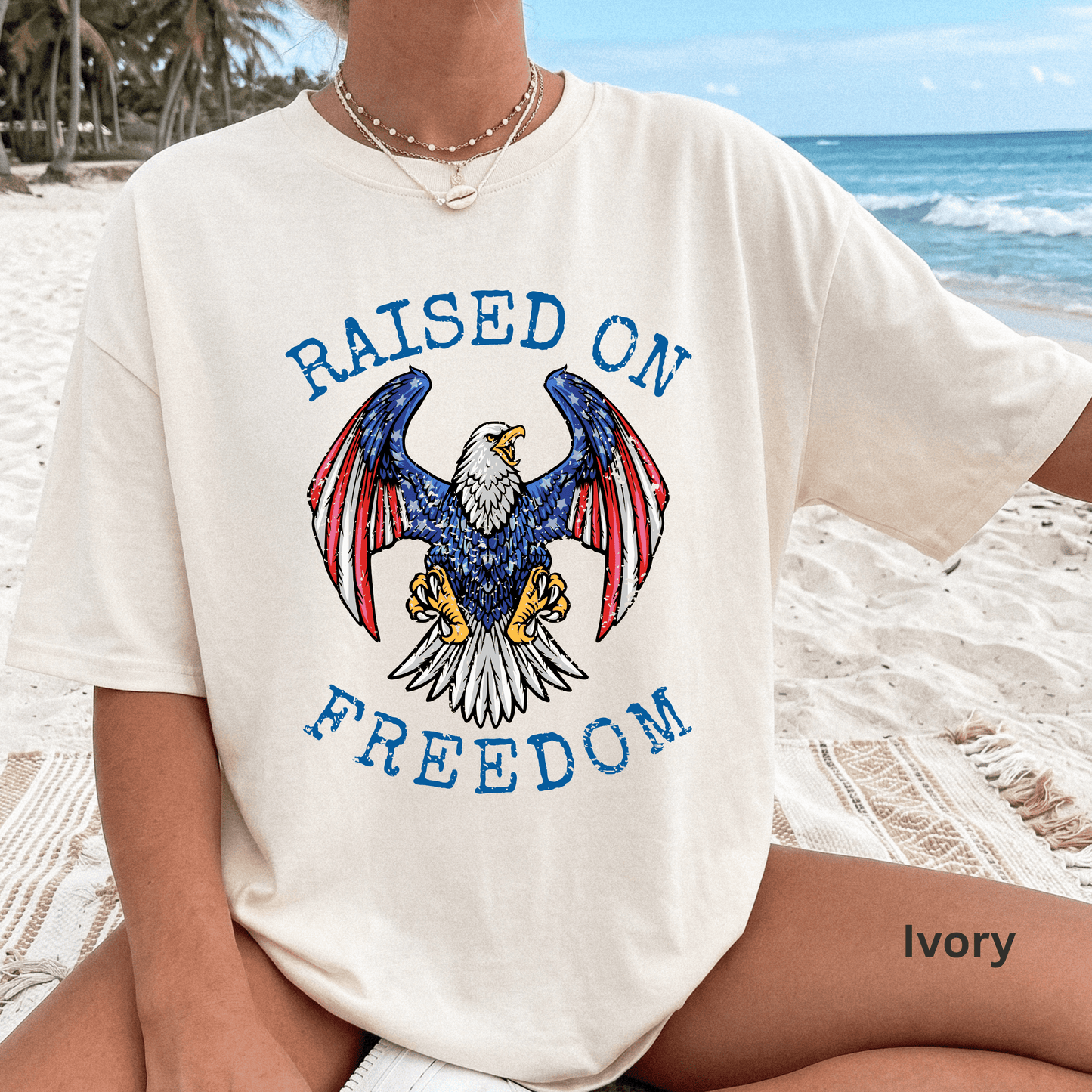 Raised On Freedom Shirt, Patriotic Eagle Tee, American Pride Shirt, 4th of July T-Shirt, USA Graphic Tee, Americana Shirt