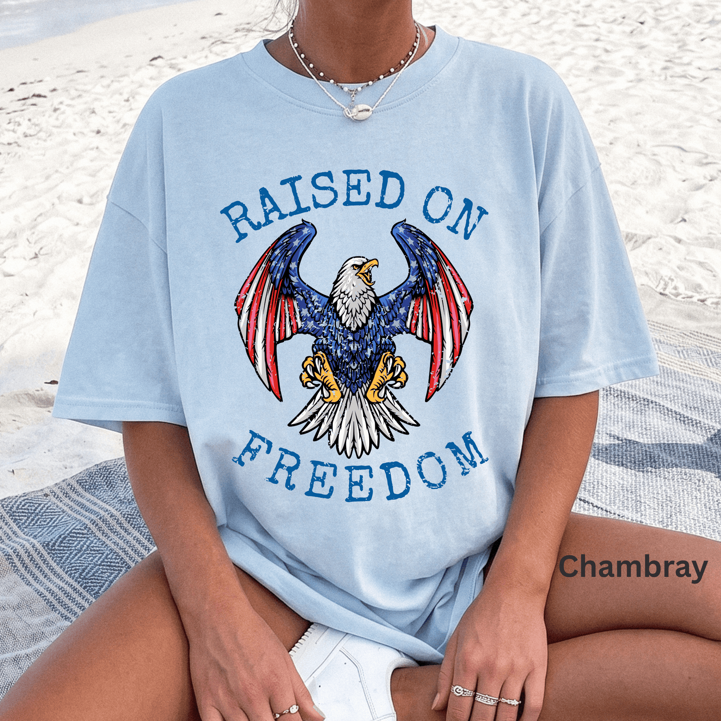 Raised On Freedom Shirt, Patriotic Eagle Tee, American Pride Shirt, 4th of July T-Shirt, USA Graphic Tee, Americana Shirt