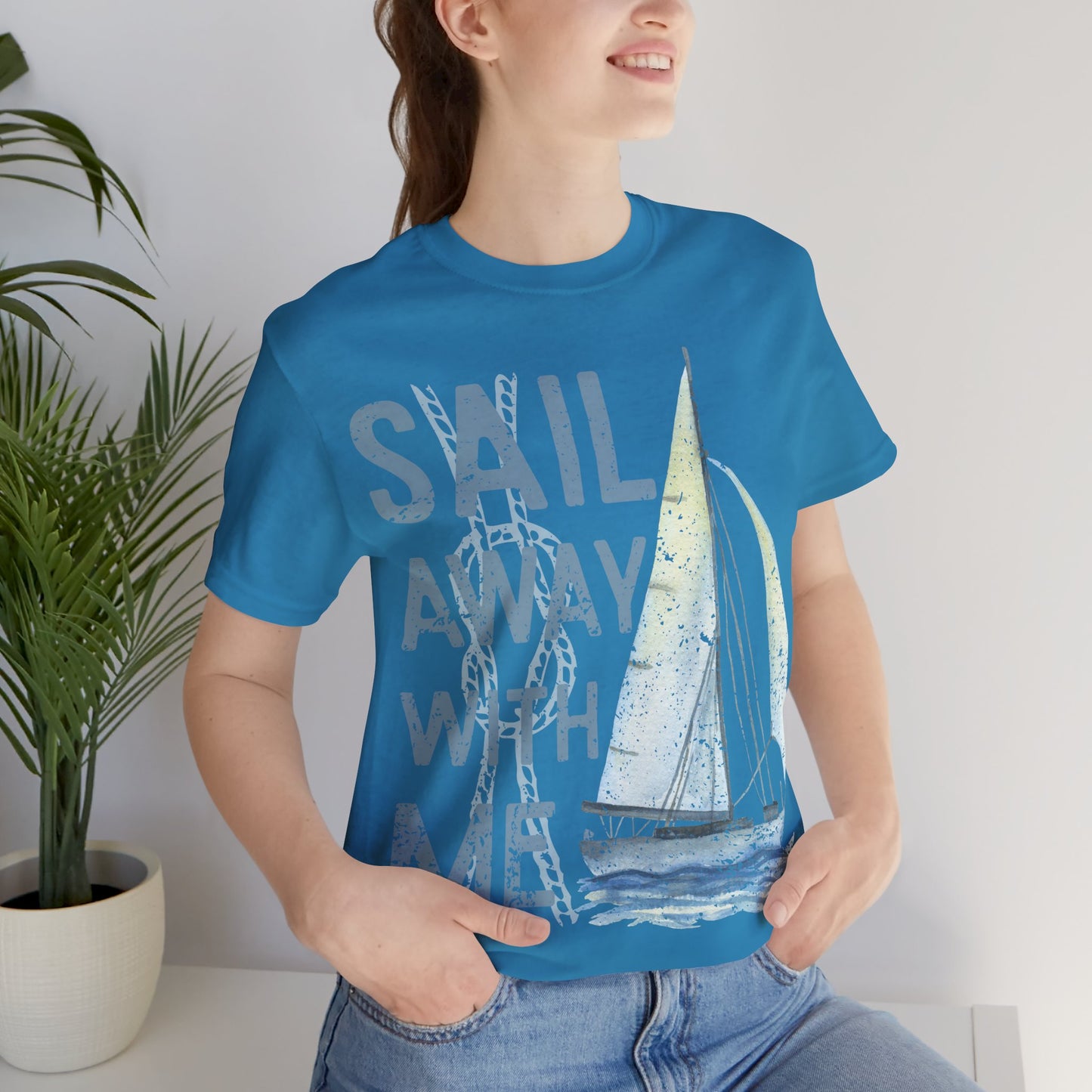Sail Away With Me Shirt, Coastal Sailboat Tee, Nautical Graphic Tee, Coastal Summer Shirt, Ocean Lover Gift, Retro Beach T-Shirt