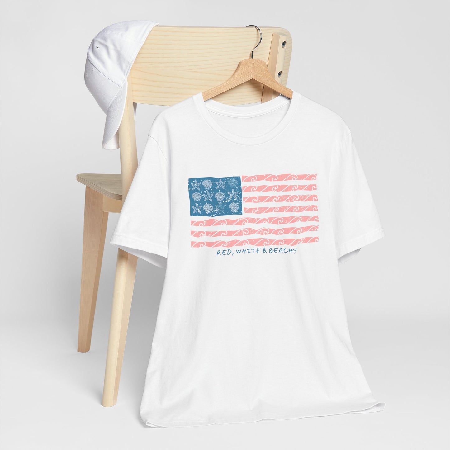 Red, White & Beachy, Vintage American Flag Shirt, Patriotic USA Tee, 4th of July Shirt, Independence Day Outfit, Retro USA Graphic Tee