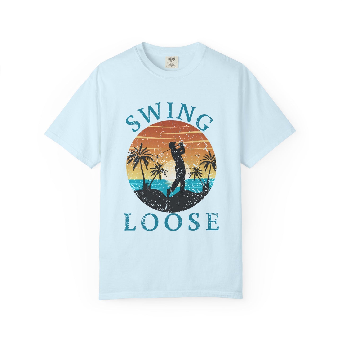 Swing Loose Shirt, Coastal Golf Tee, Beach Golf Shirt, Golf Vacation T-Shirt, Sunset Golf Graphic Tee, Golfer Gift
