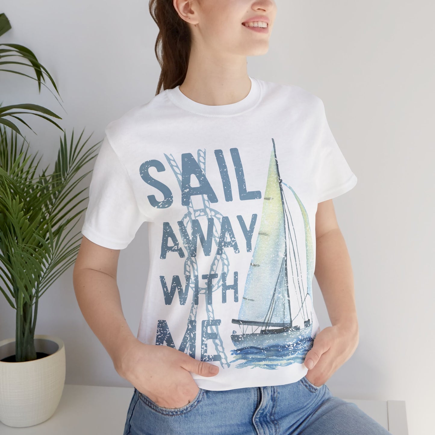 Sail Away With Me Shirt, Coastal Sailboat Tee, Nautical Graphic Tee, Coastal Summer Shirt, Ocean Lover Gift, Retro Beach T-Shirt