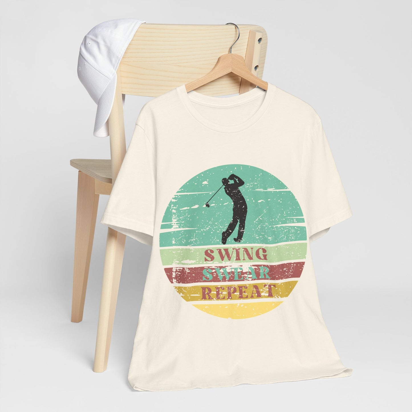 Swing Swear Repeat Golf Shirt, Funny Golf Tee, Retro Golf Shirt, Golfer Gift, Vintage Sunset Golf Tee, Golf Lover Shirt, Golf Humor Tee