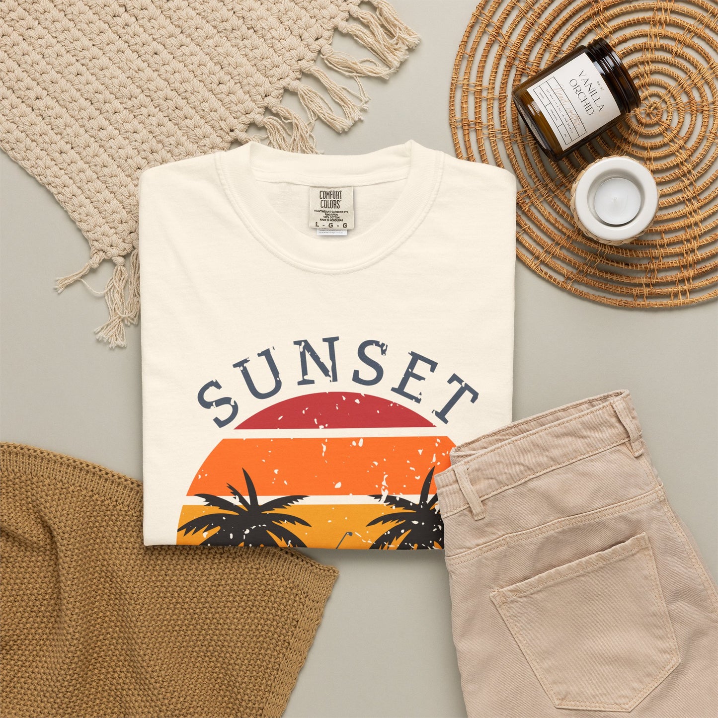 Sunset Tee Time Shirt, Coastal Golf Tee, Beach Golf Shirt, Golf Vacation T-Shirt, Sunset Golfer Gift, Golf Lifestyle Apparel