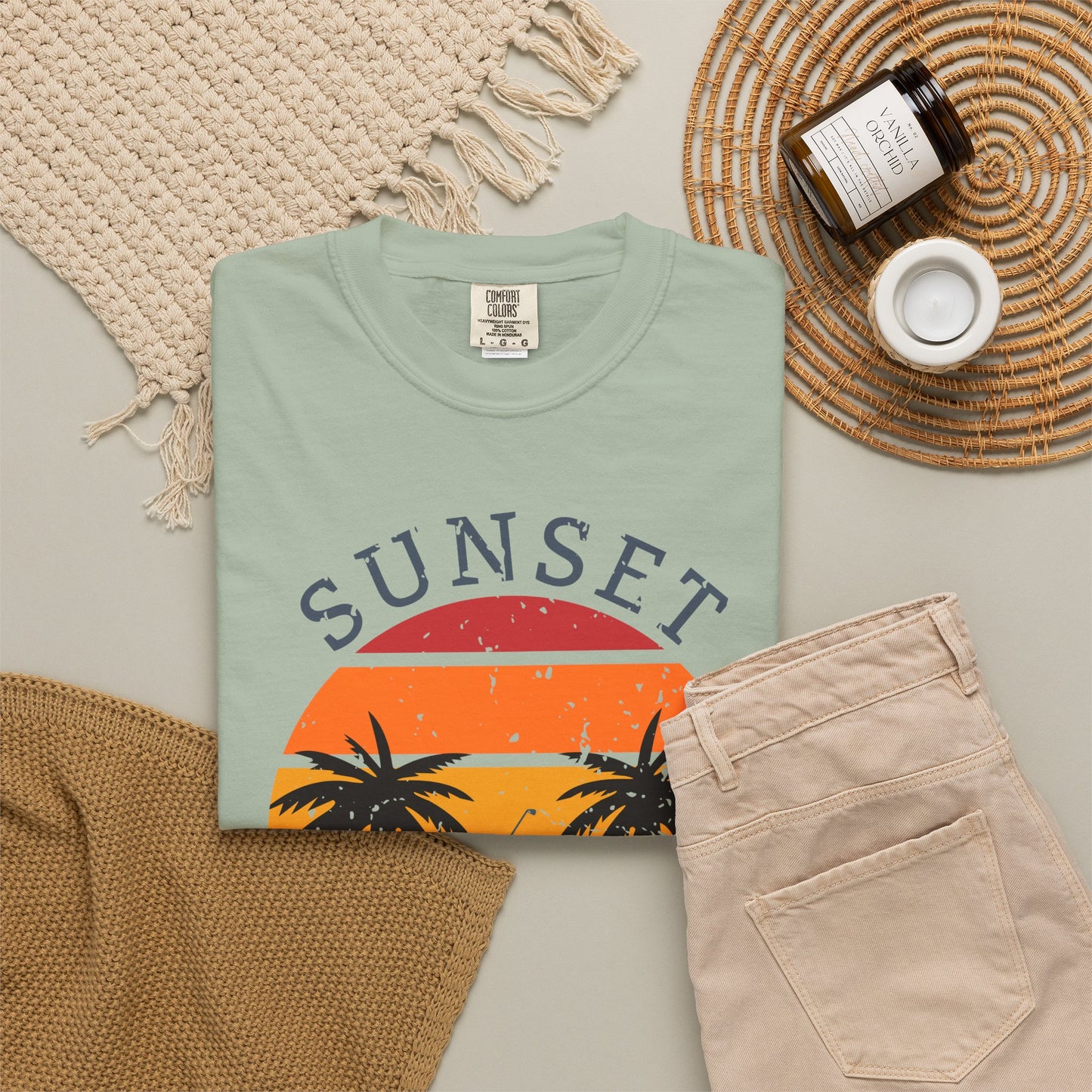 Sunset Tee Time Shirt, Coastal Golf Tee, Beach Golf Shirt, Golf Vacation T-Shirt, Sunset Golfer Gift, Golf Lifestyle Apparel