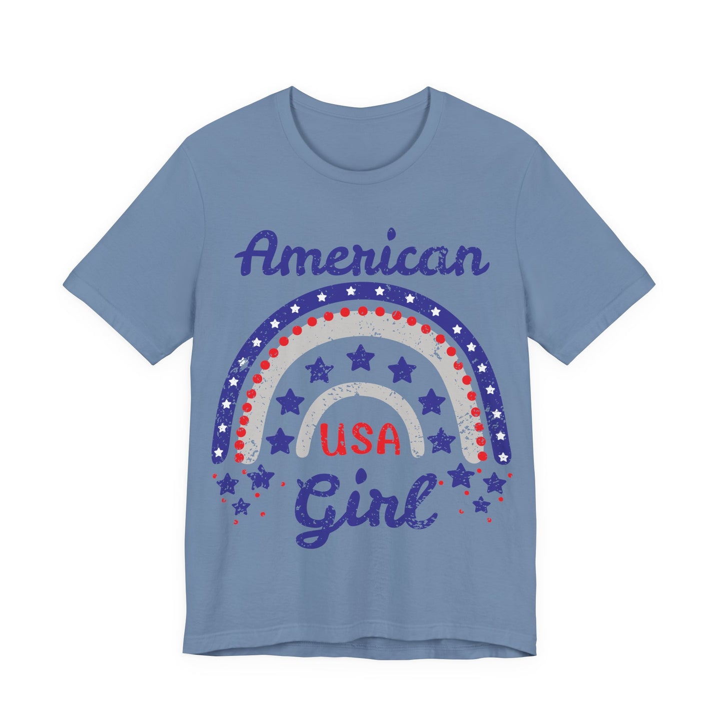 American Girl Shirt, 4th of July Shirt Women, Patriotic USA Tee, Cute Independence Day Outfit, Red White Blue Shirt, USA Graphic Tee