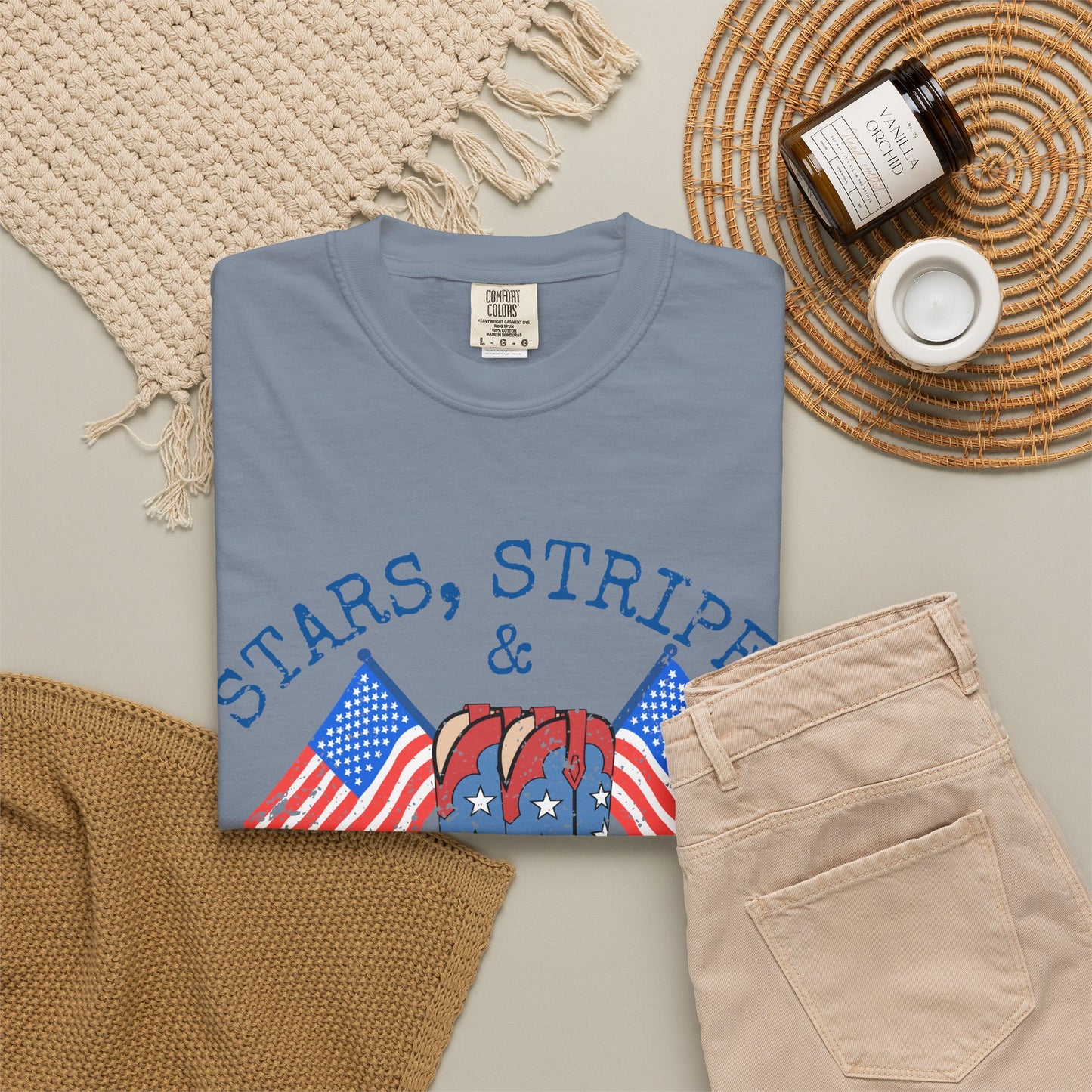 Stars Stripes & Country Nights Shirt, Patriotic Country Shirt, 4th of July Tee, Cowgirl Boots Shirt, Americana Western Tee