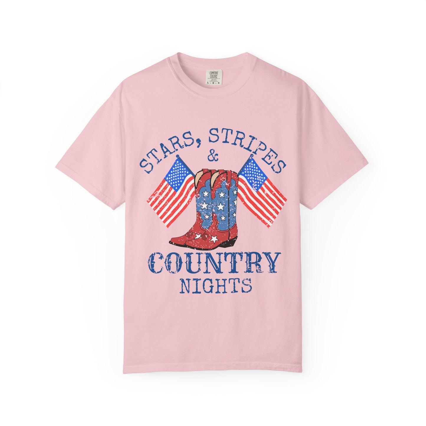 Stars Stripes & Country Nights Shirt, Patriotic Country Shirt, 4th of July Tee, Cowgirl Boots Shirt, Americana Western Tee