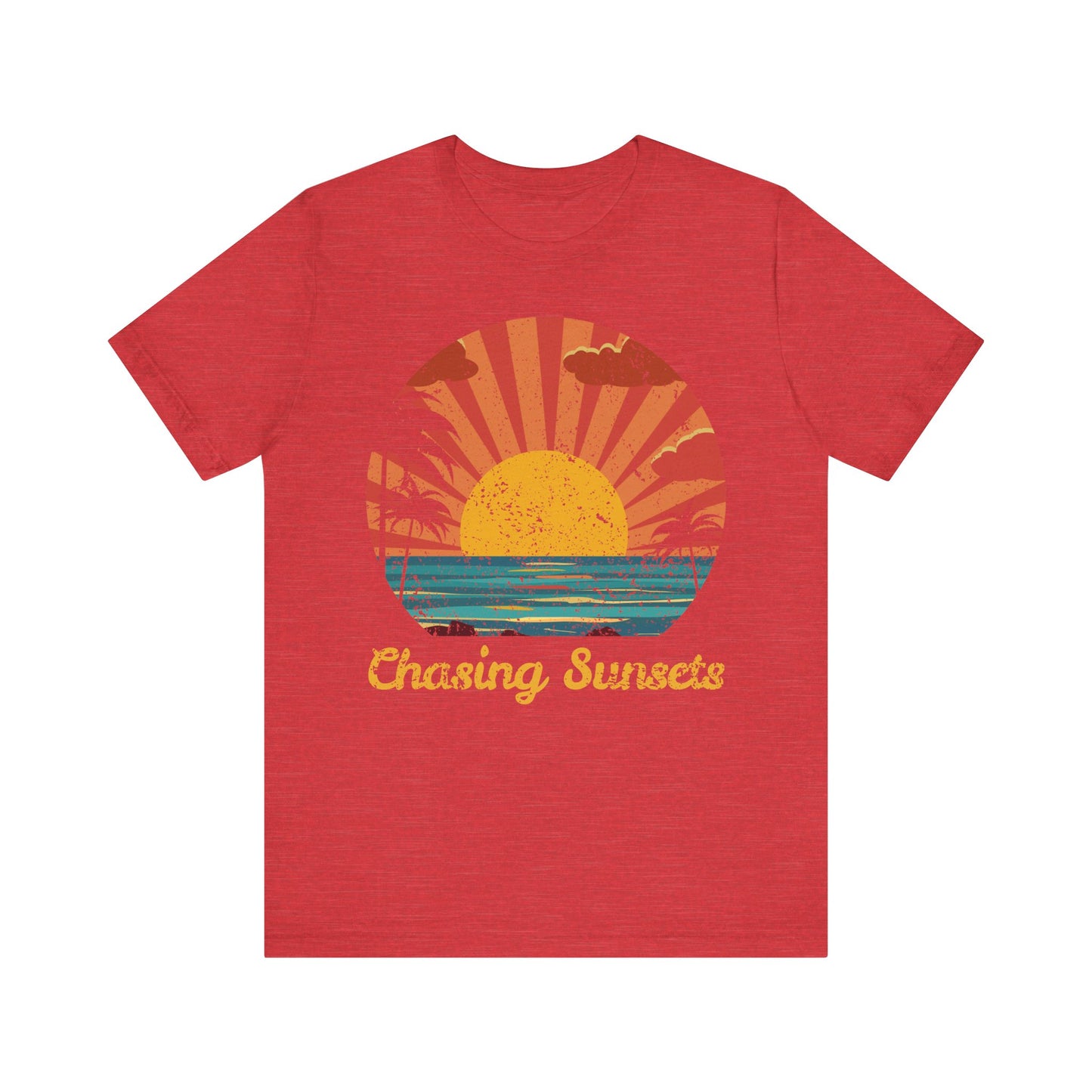 Chasing Sunsets Tee, Unisex Jersey Shirt, Summer Vibes Shirt, Beach Lover Gift, Vacation Tee, Sunset T-Shirt