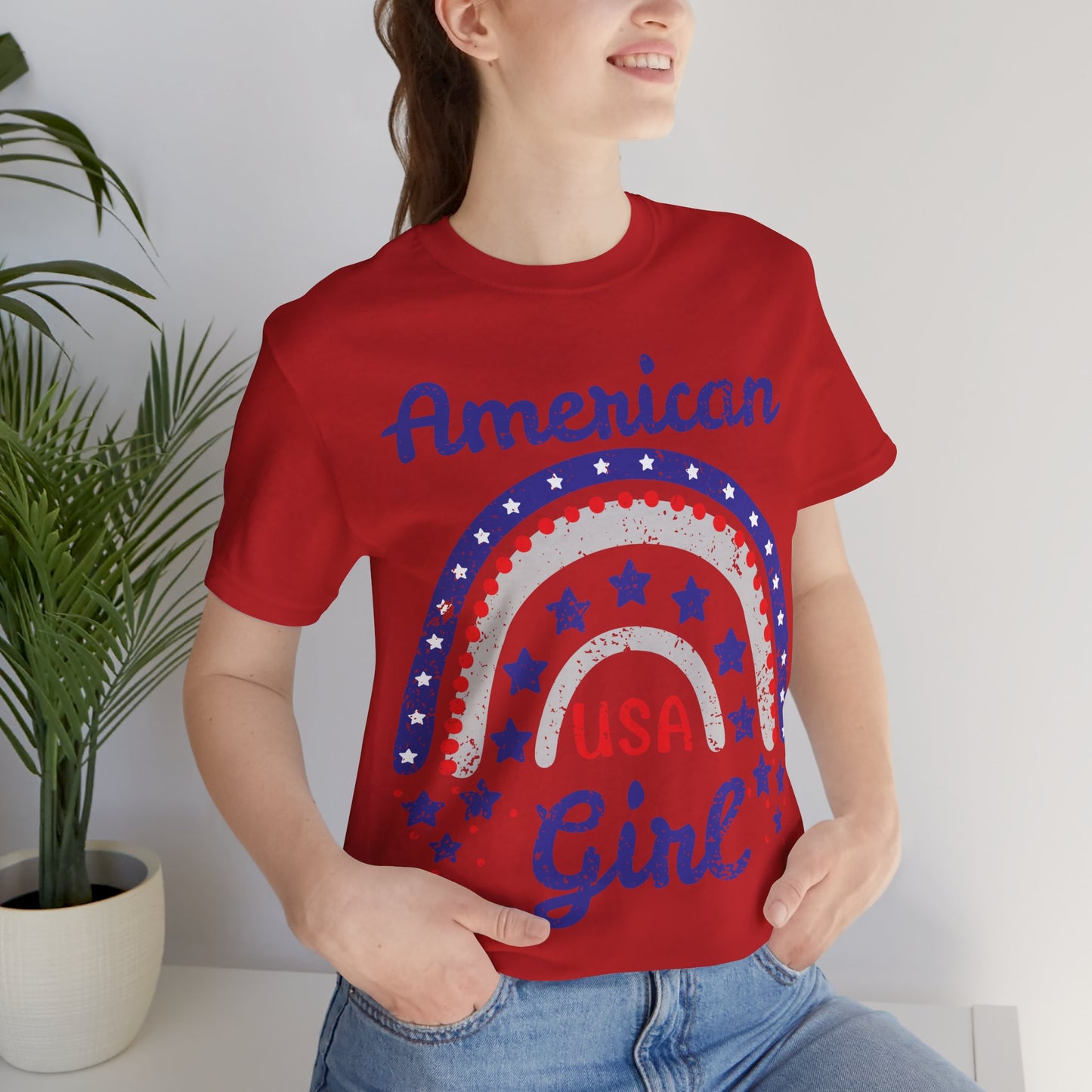 American Girl Shirt, 4th of July Shirt Women, Patriotic USA Tee, Cute Independence Day Outfit, Red White Blue Shirt, USA Graphic Tee