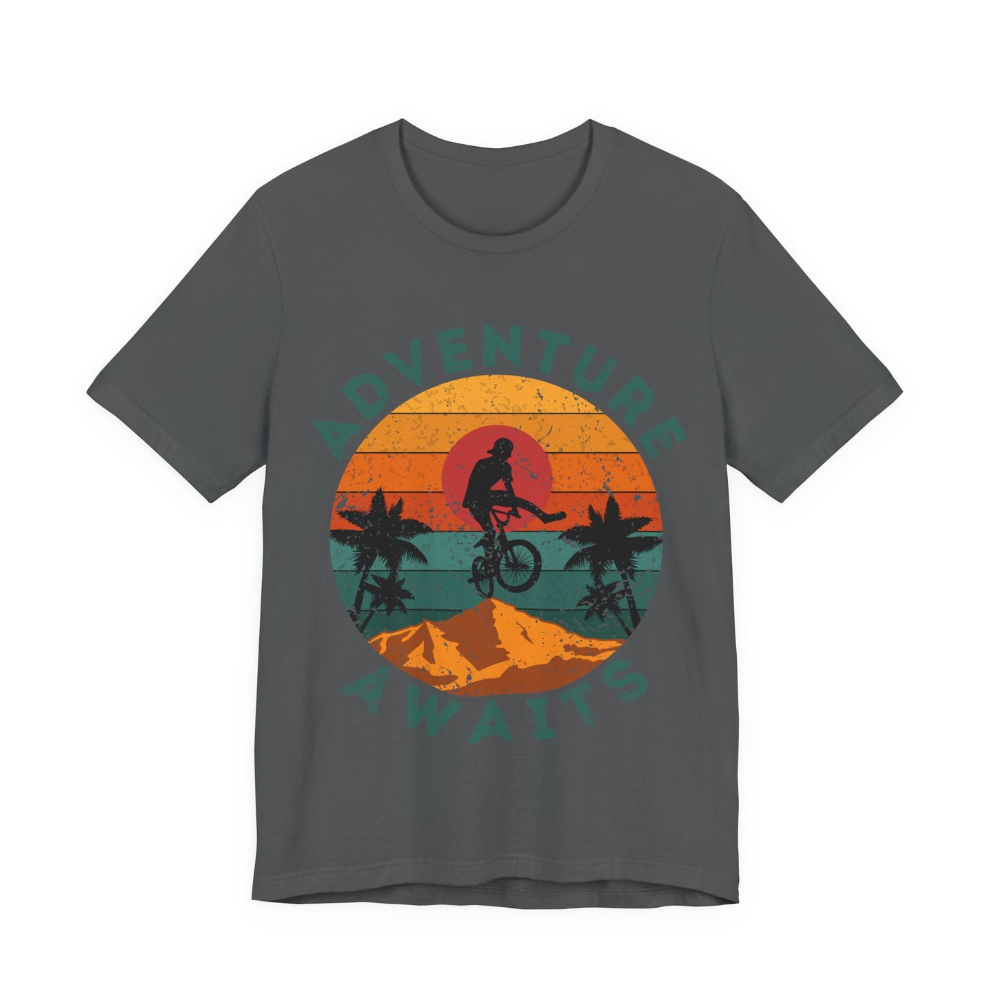 Adventure Awaits Bike Shirt, Retro Cycling Tee, Mountain Bike Shirt, Outdoor Adventure Shirt, Vintage Sunset Biker Tee, Hiking Travel Shirt