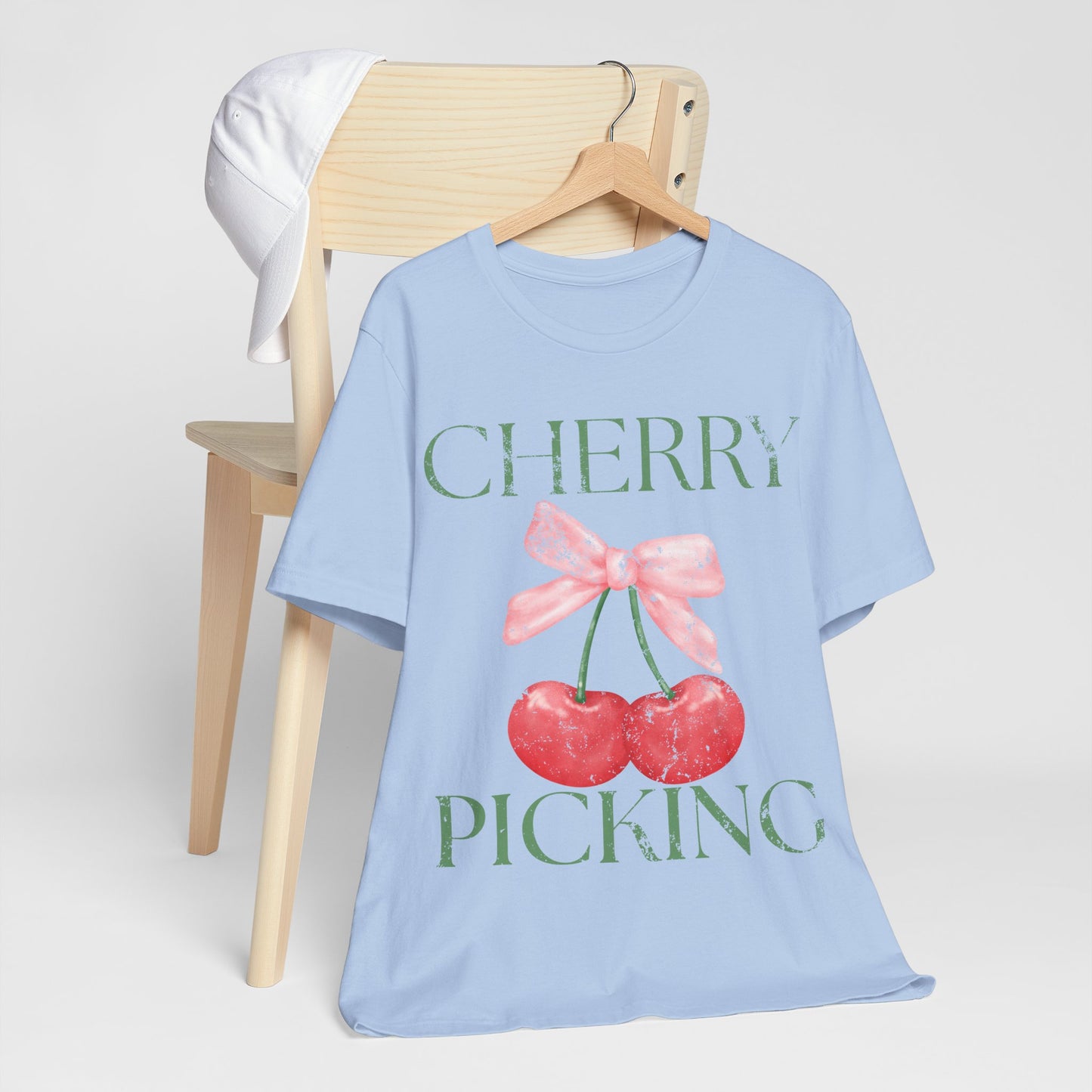 Cherry Picking Shirt, Coquette Aesthetic Tee, Cute Cherry Bow Shirt, Preppy Graphic Tee, Girly Summer Shirt, Trendy Cute Tee, Fruit Shirt