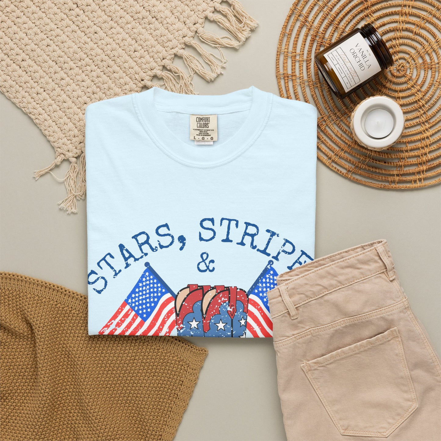 Stars Stripes & Country Nights Shirt, Patriotic Country Shirt, 4th of July Tee, Cowgirl Boots Shirt, Americana Western Tee