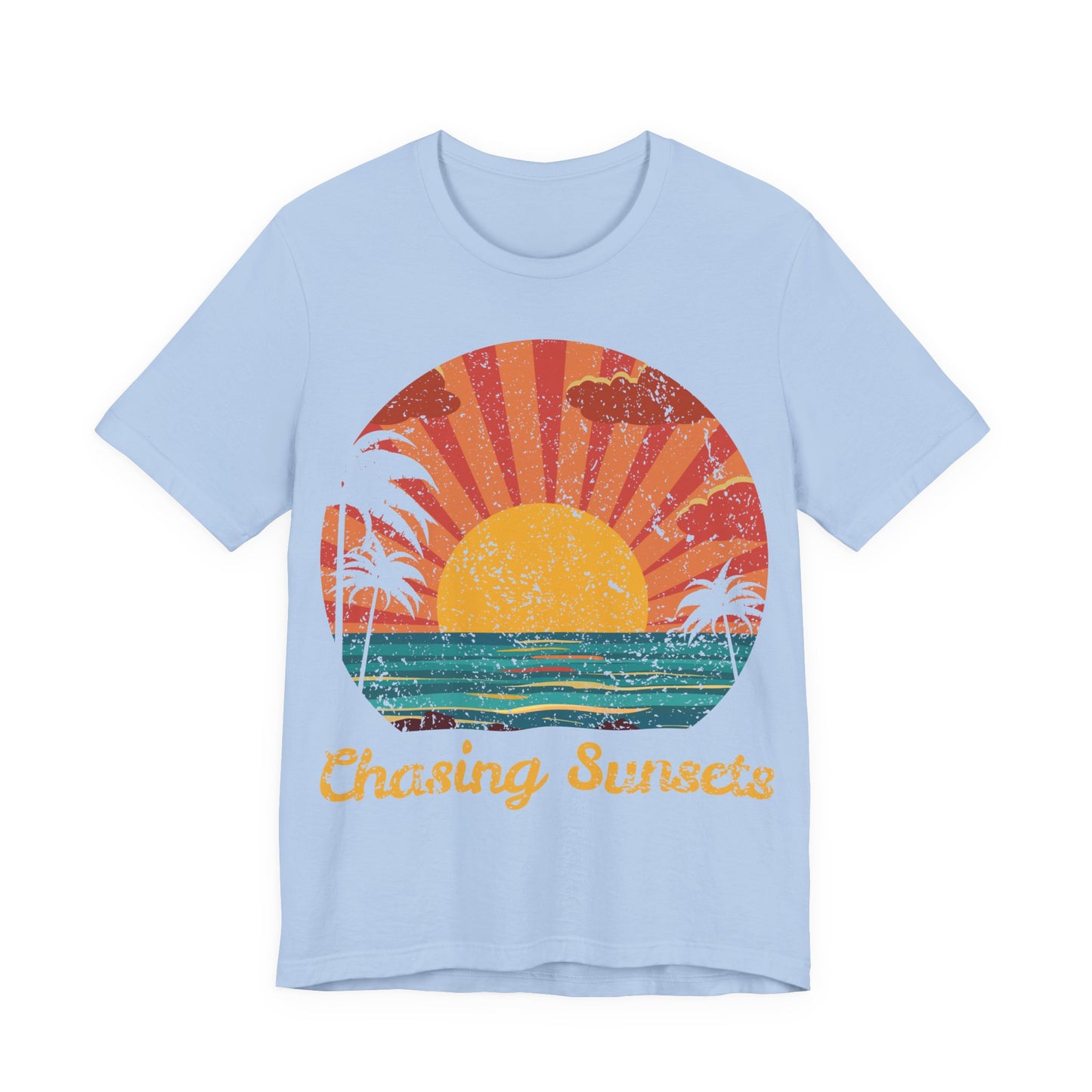 Chasing Sunsets Shirt, Retro Beach Sunset Tee, Coastal Summer Shirt, Ocean Graphic Tee, Vacation Shirt, Beach Lover Tee