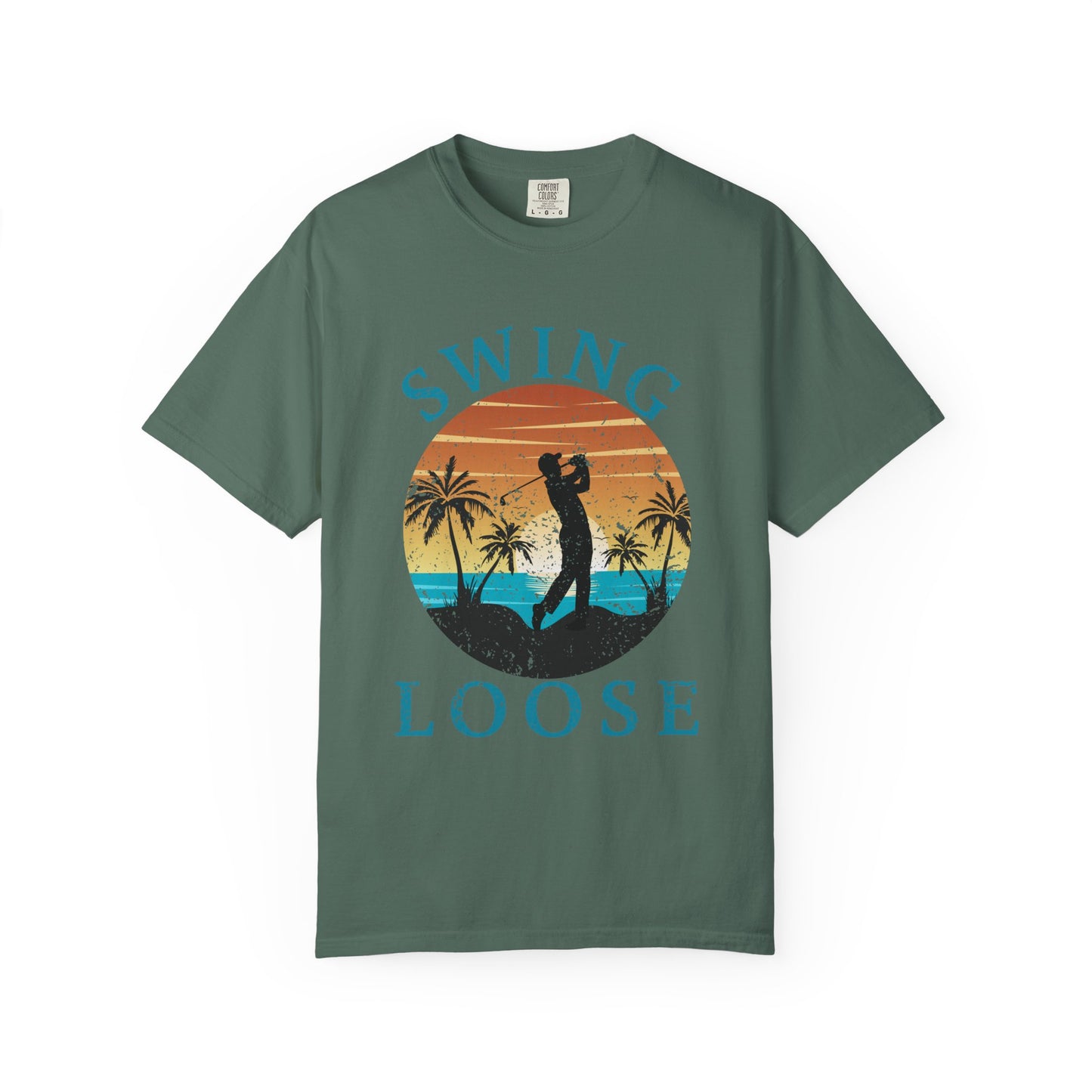 Swing Loose Shirt, Coastal Golf Tee, Beach Golf Shirt, Golf Vacation T-Shirt, Sunset Golf Graphic Tee, Golfer Gift
