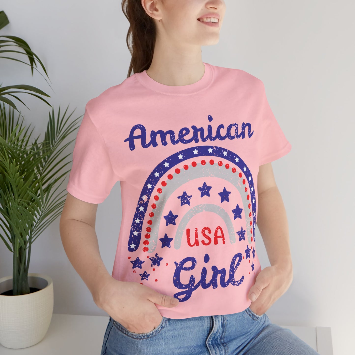 American Girl Shirt, 4th of July Shirt Women, Patriotic USA Tee, Cute Independence Day Outfit, Red White Blue Shirt, USA Graphic Tee
