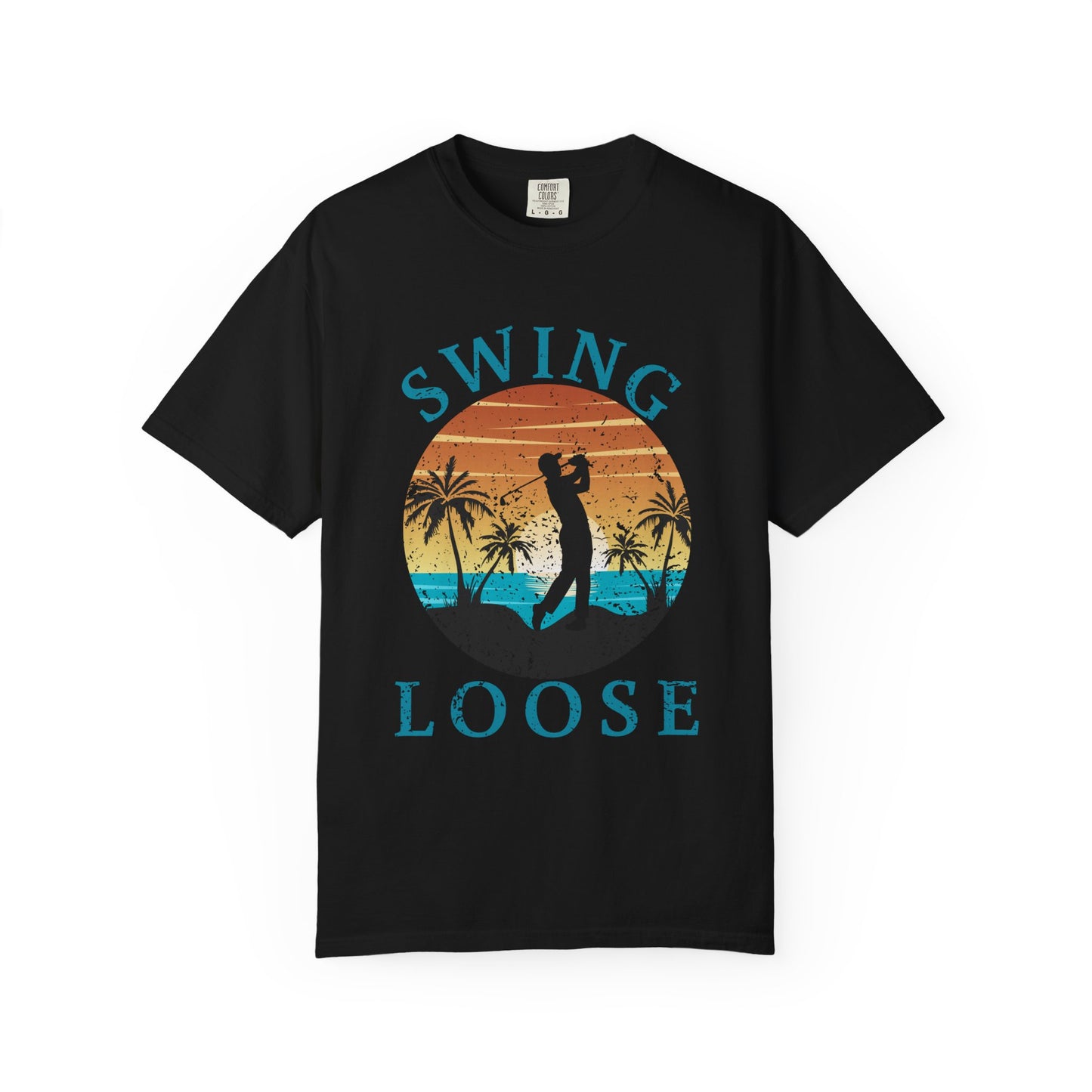 Swing Loose Shirt, Coastal Golf Tee, Beach Golf Shirt, Golf Vacation T-Shirt, Sunset Golf Graphic Tee, Golfer Gift