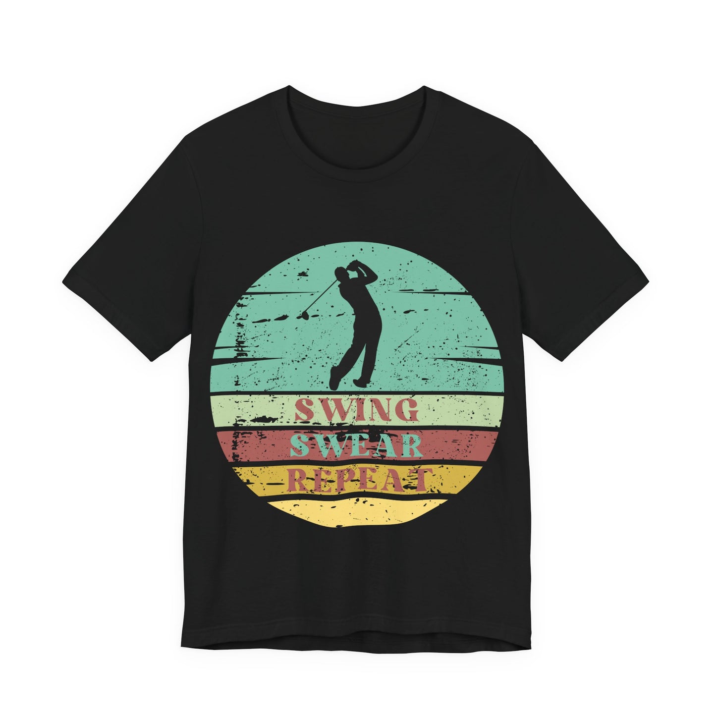 Swing Swear Repeat Golf Shirt, Funny Golf Tee, Retro Golf Shirt, Golfer Gift, Vintage Sunset Golf Tee, Golf Lover Shirt, Golf Humor Tee