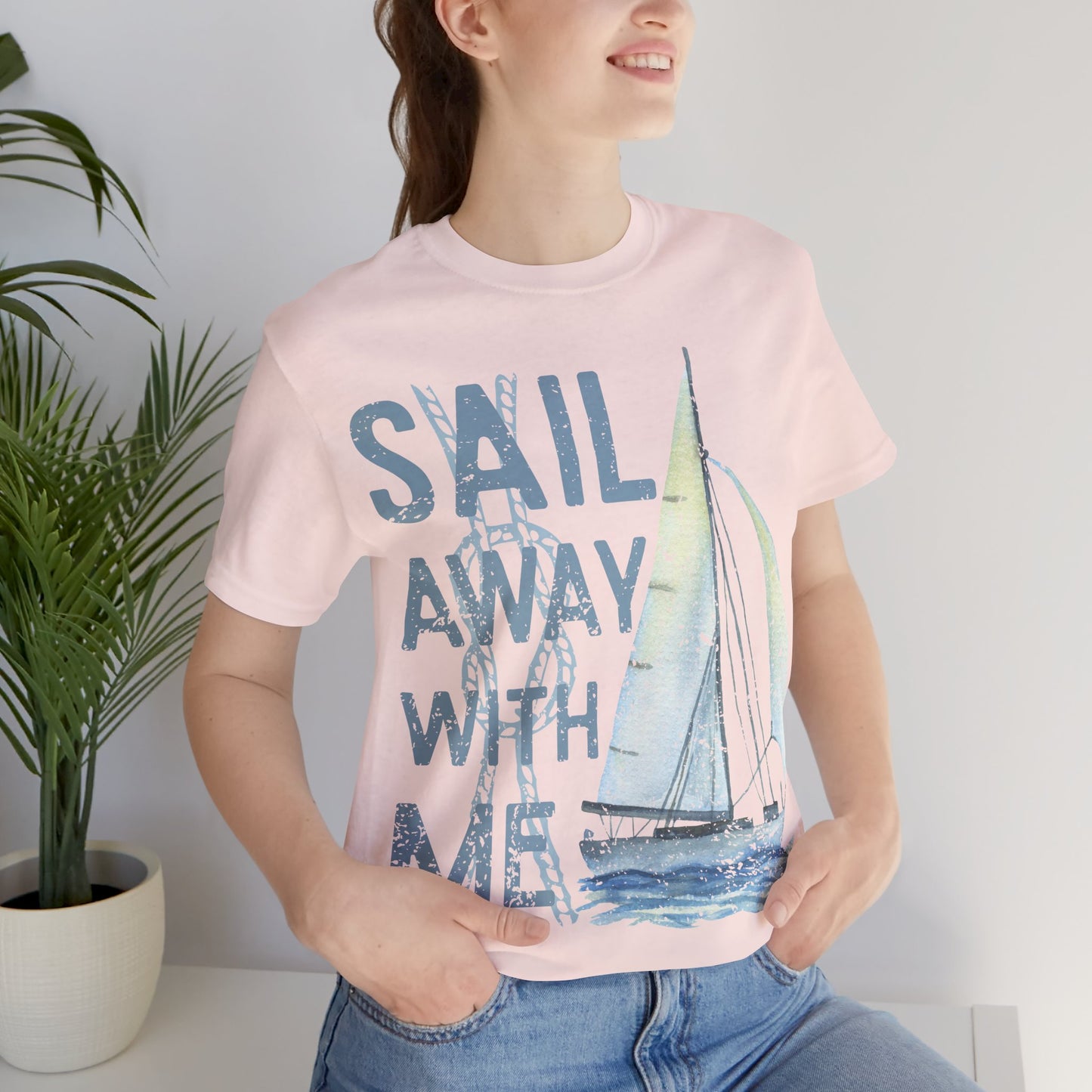 Sail Away With Me Shirt, Coastal Sailboat Tee, Nautical Graphic Tee, Coastal Summer Shirt, Ocean Lover Gift, Retro Beach T-Shirt