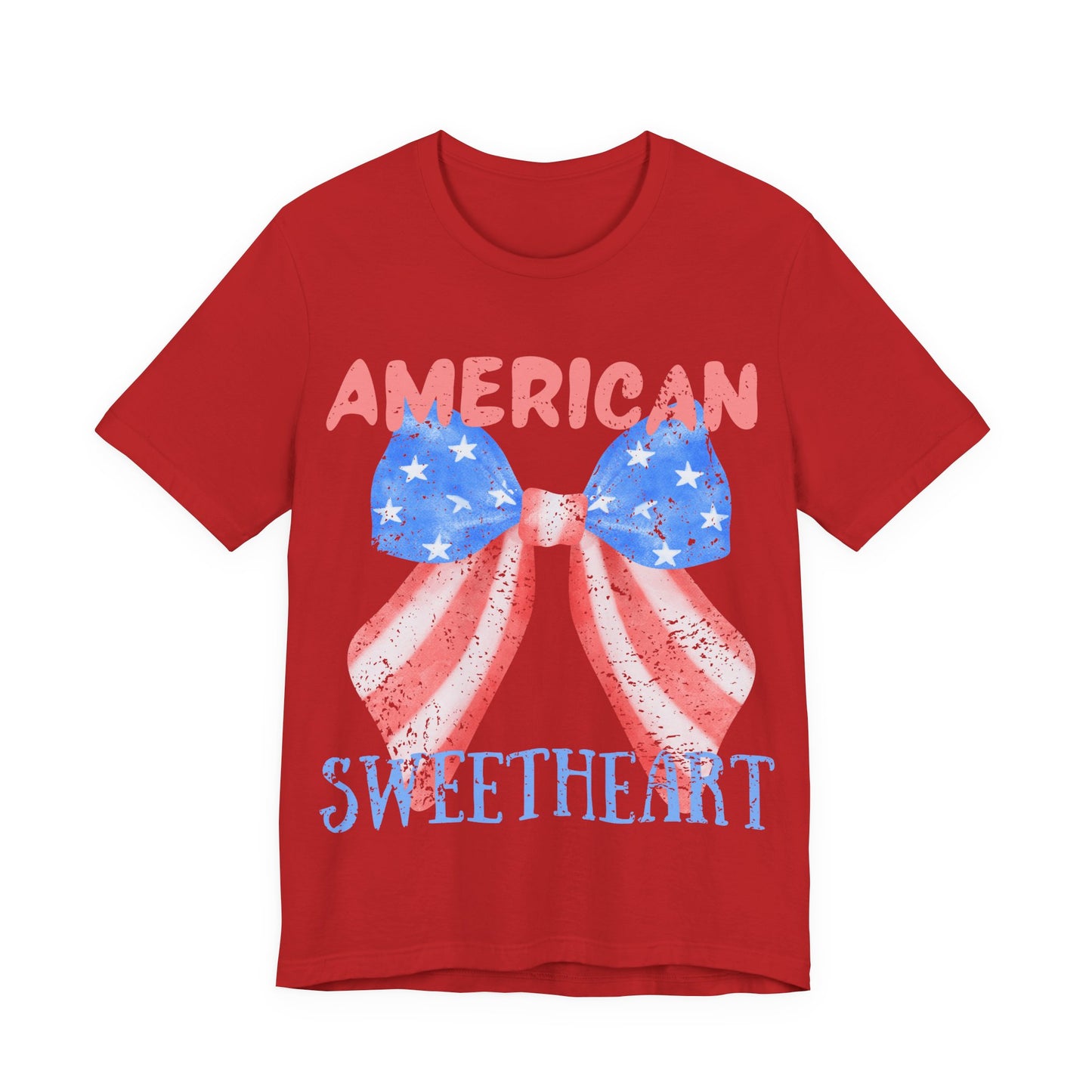 American Sweetheart Shirt, Patriotic Bow Tee, 4th of July Shirt for Women, Americana Tee, Cute USA Graphic T-Shirt, Retro July 4th Top