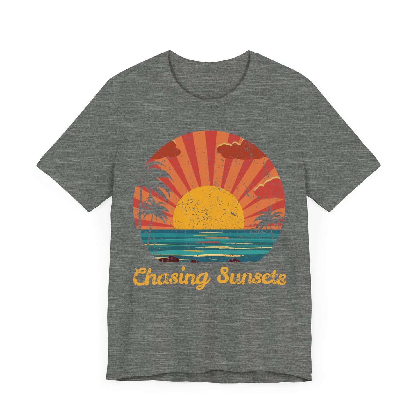 Chasing Sunsets Tee, Unisex Jersey Shirt, Summer Vibes Shirt, Beach Lover Gift, Vacation Tee, Sunset T-Shirt