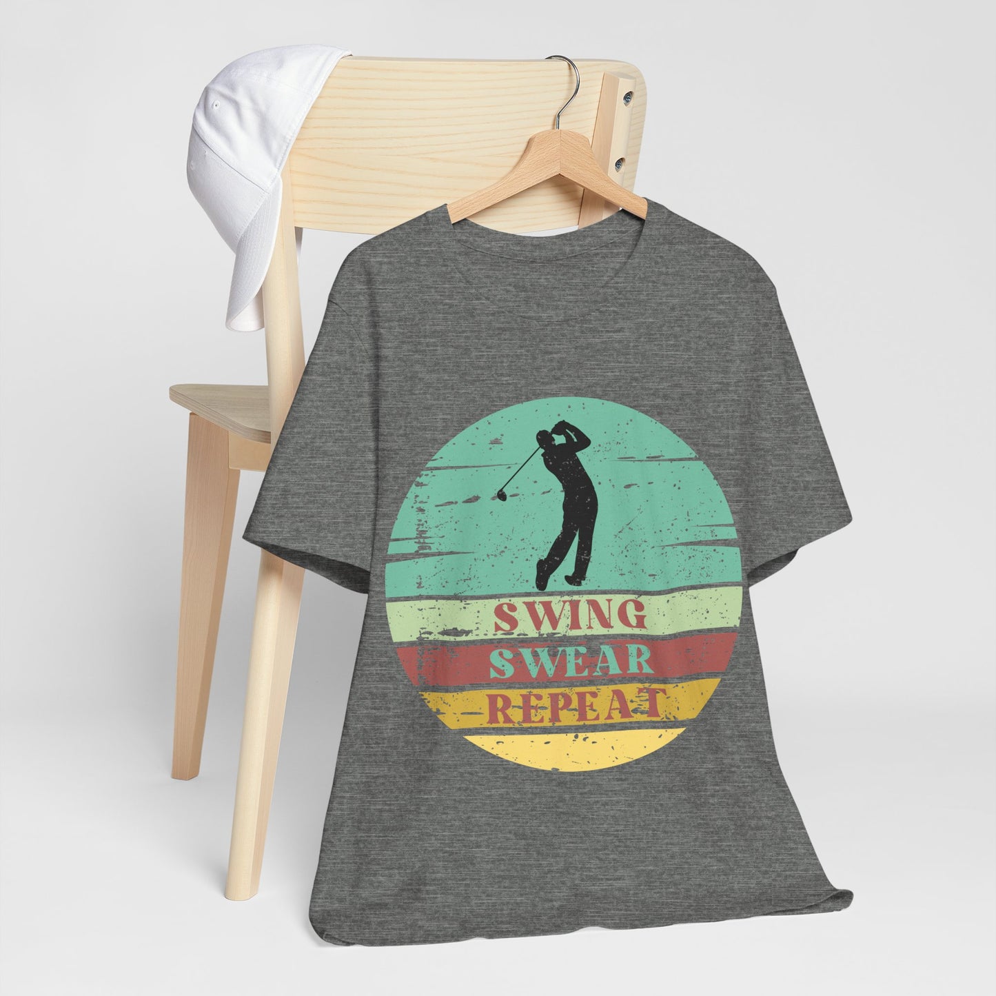 Swing Swear Repeat Golf Shirt, Funny Golf Tee, Retro Golf Shirt, Golfer Gift, Vintage Sunset Golf Tee, Golf Lover Shirt, Golf Humor Tee
