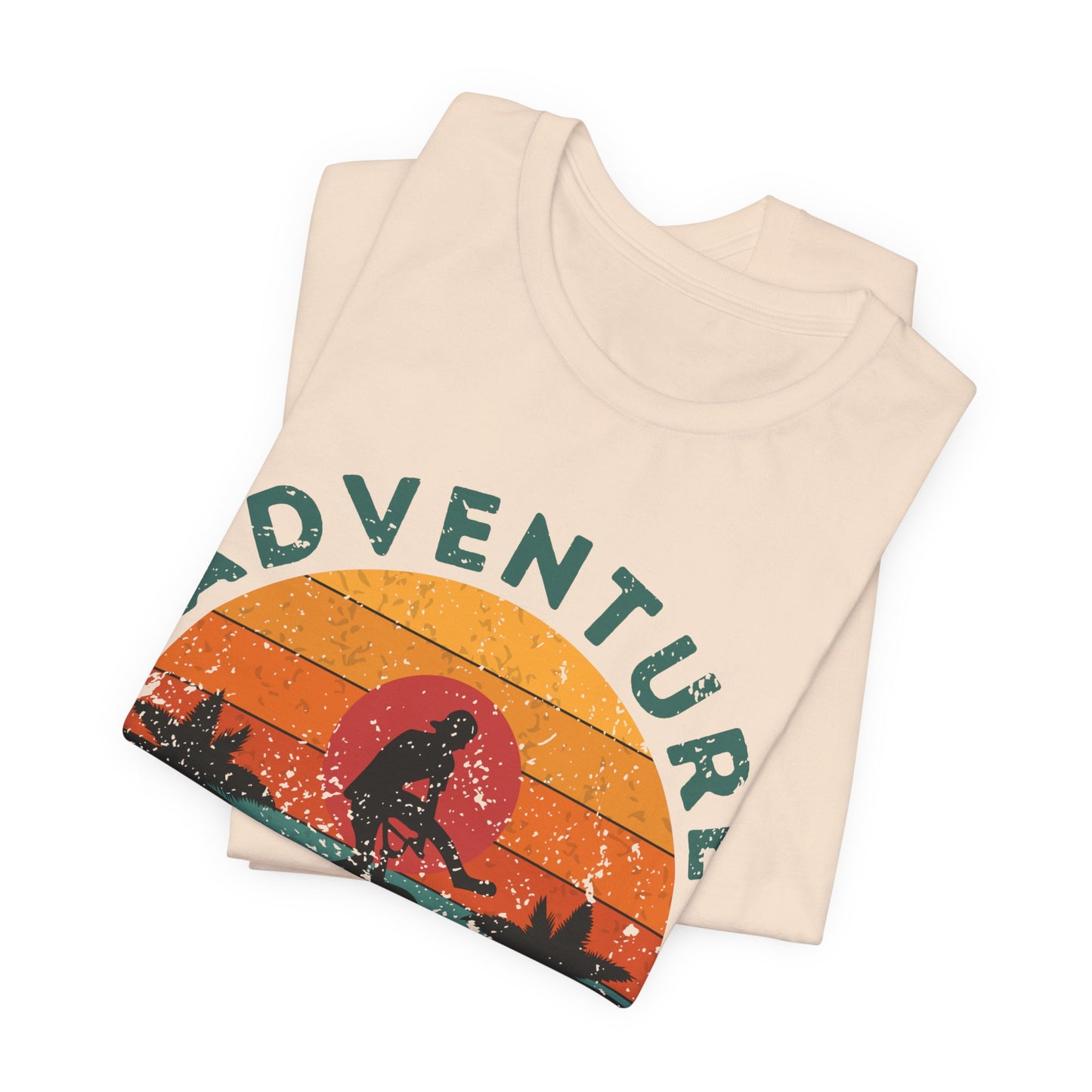 Adventure Awaits Bike Shirt, Retro Cycling Tee, Mountain Bike Shirt, Outdoor Adventure Shirt, Vintage Sunset Biker Tee, Hiking Travel Shirt
