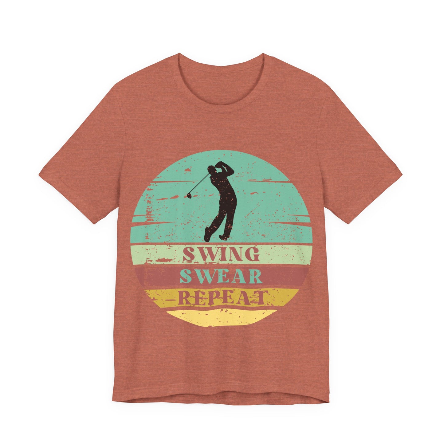 Swing Swear Repeat Golf Shirt, Funny Golf Tee, Retro Golf Shirt, Golfer Gift, Vintage Sunset Golf Tee, Golf Lover Shirt, Golf Humor Tee